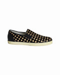 Bottega Veneta Polka-dot Pony-style Slip-on Sneakers in Black Calfskin Leather
