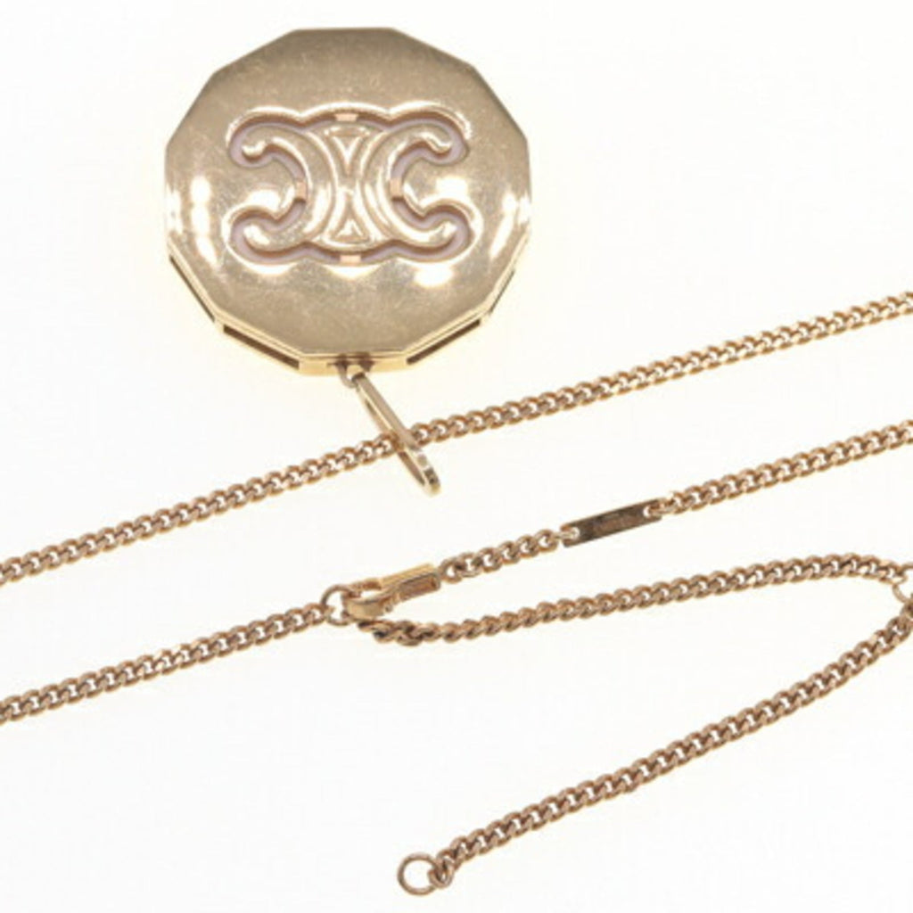 Pendant Necklace Gold Metal Locket Long Chain Triomphe