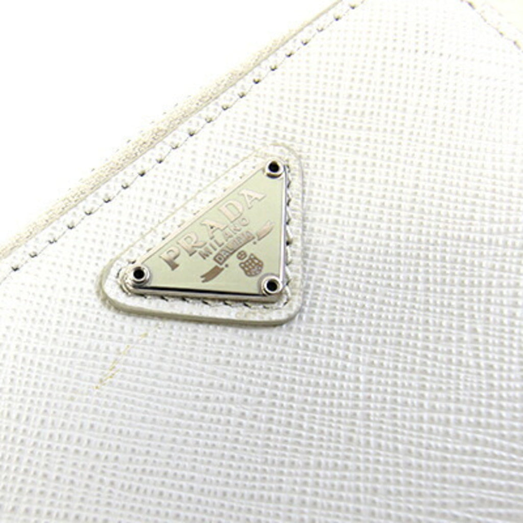 Triangle Double Zip Pouch Bag with Chain Saffiano Leather Mini