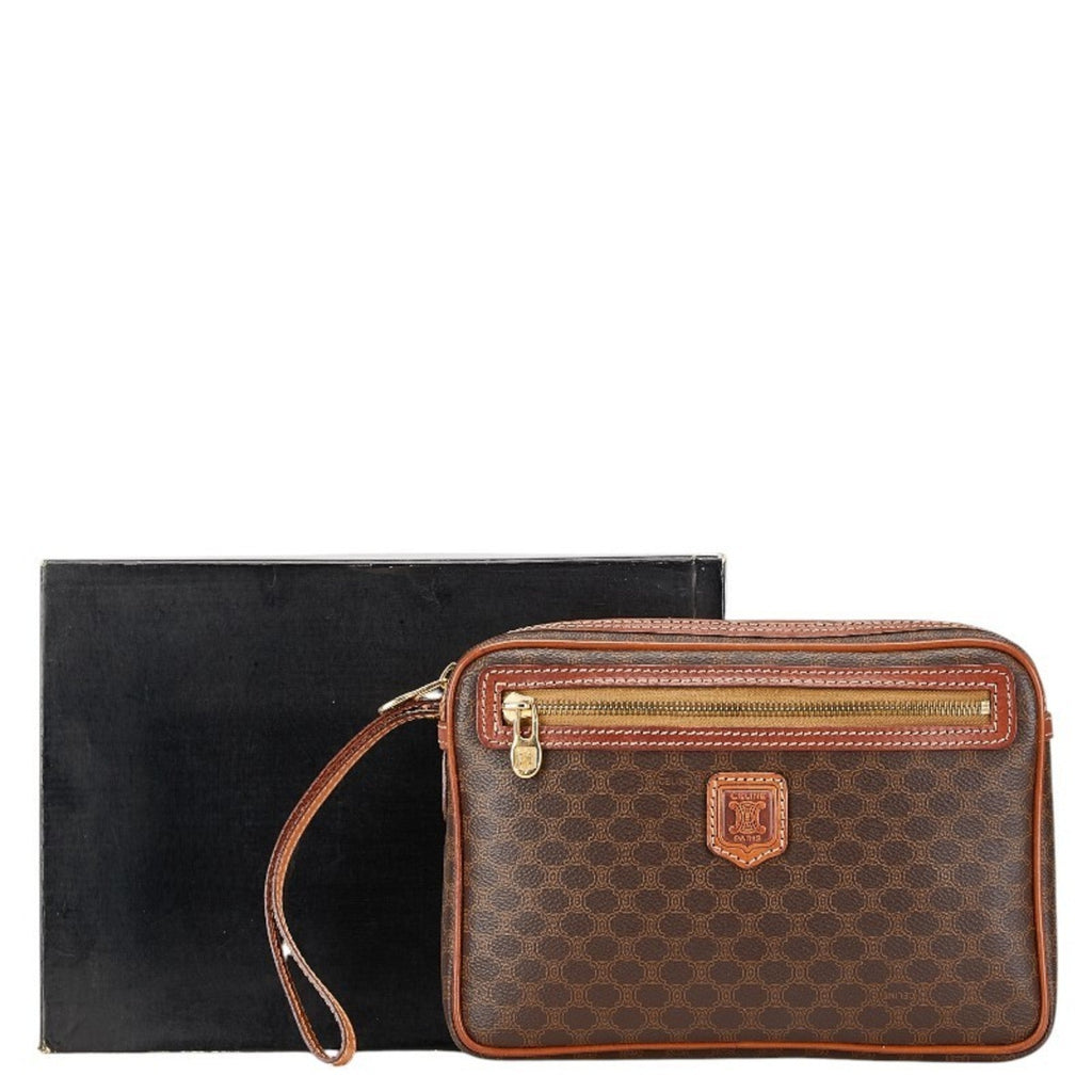 Vintage Saddle Flap Shoulder Bag Macadam Coated Canvas Small