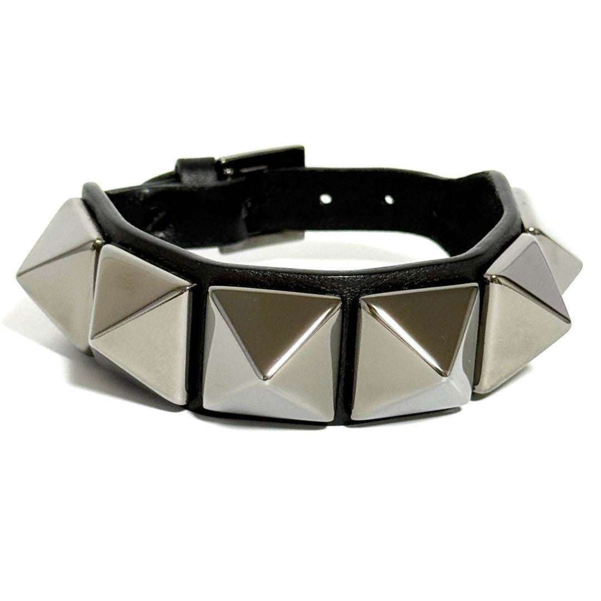 Rockstud Bracelet Leather and Metal Black