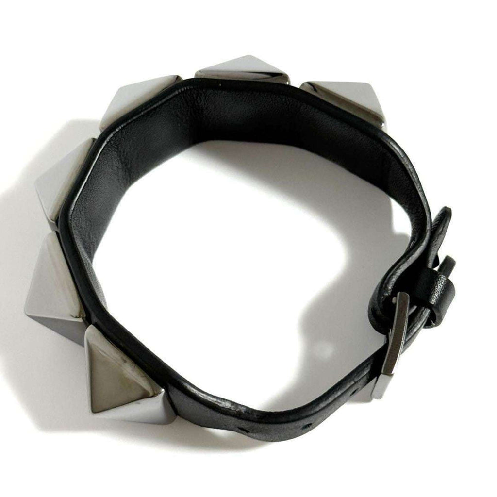 Rockstud Bracelet Leather and Metal Black