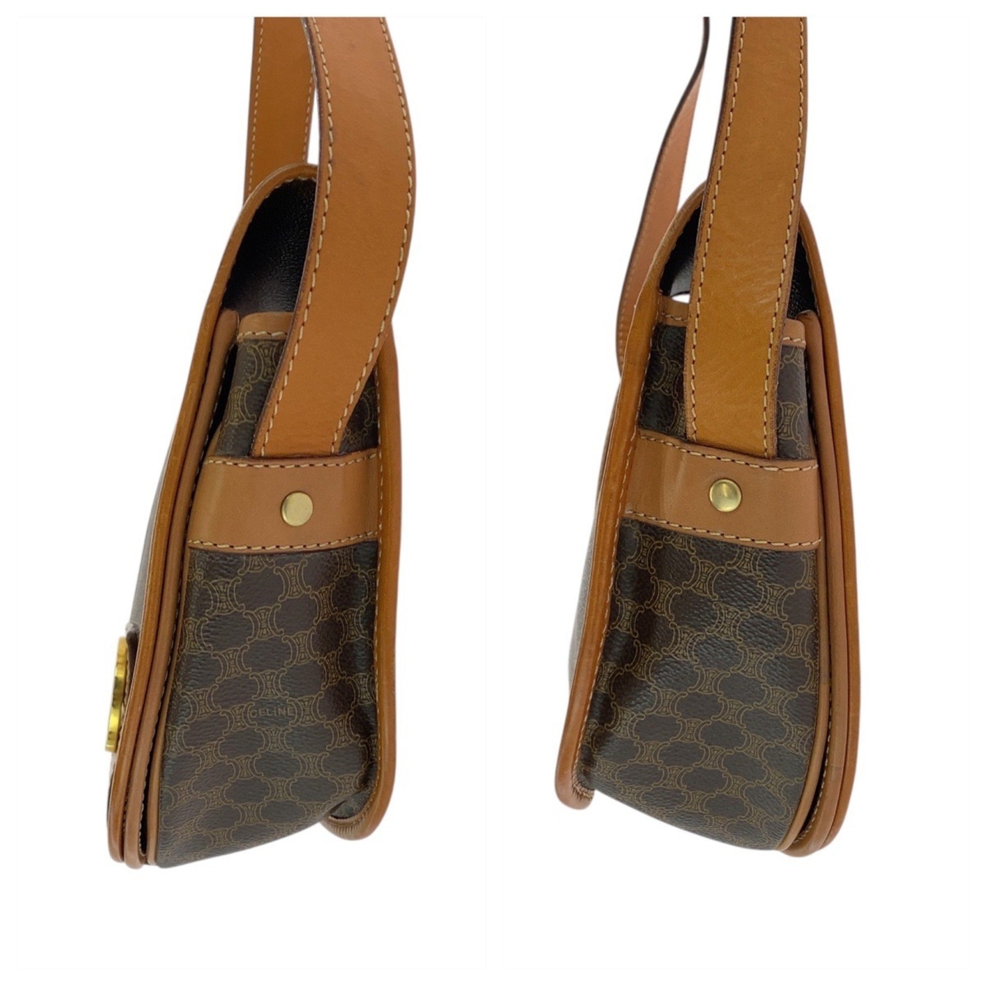 Vintage Saddle Flap Shoulder Bag Macadam Coated Canvas Small