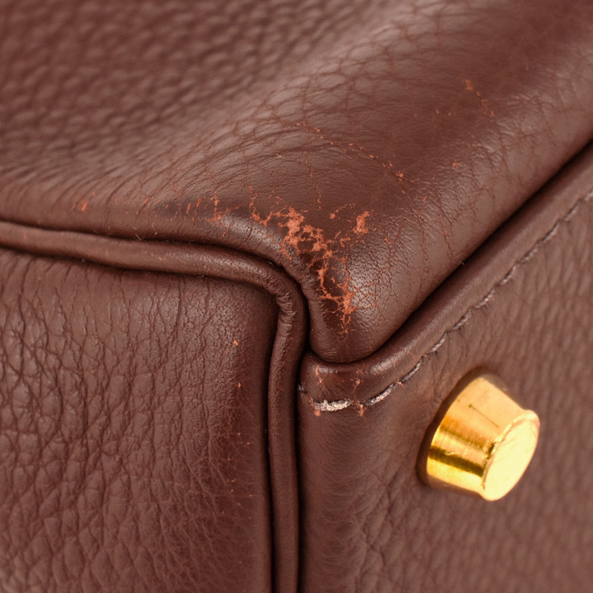 Kelly Handbag Brown Clemence with Gold Hardware 32