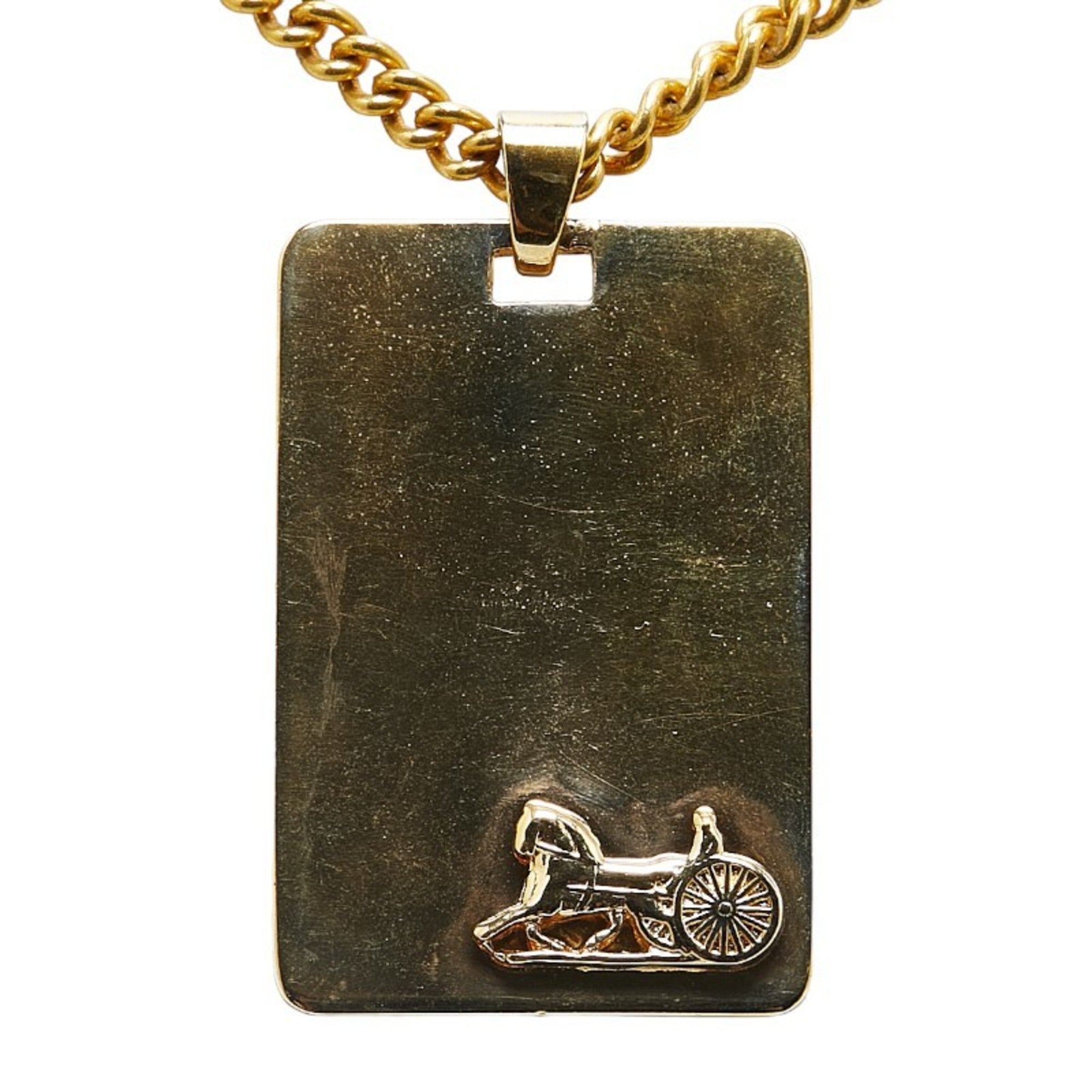 Carriage Plate Pendant Necklace Gold Plated