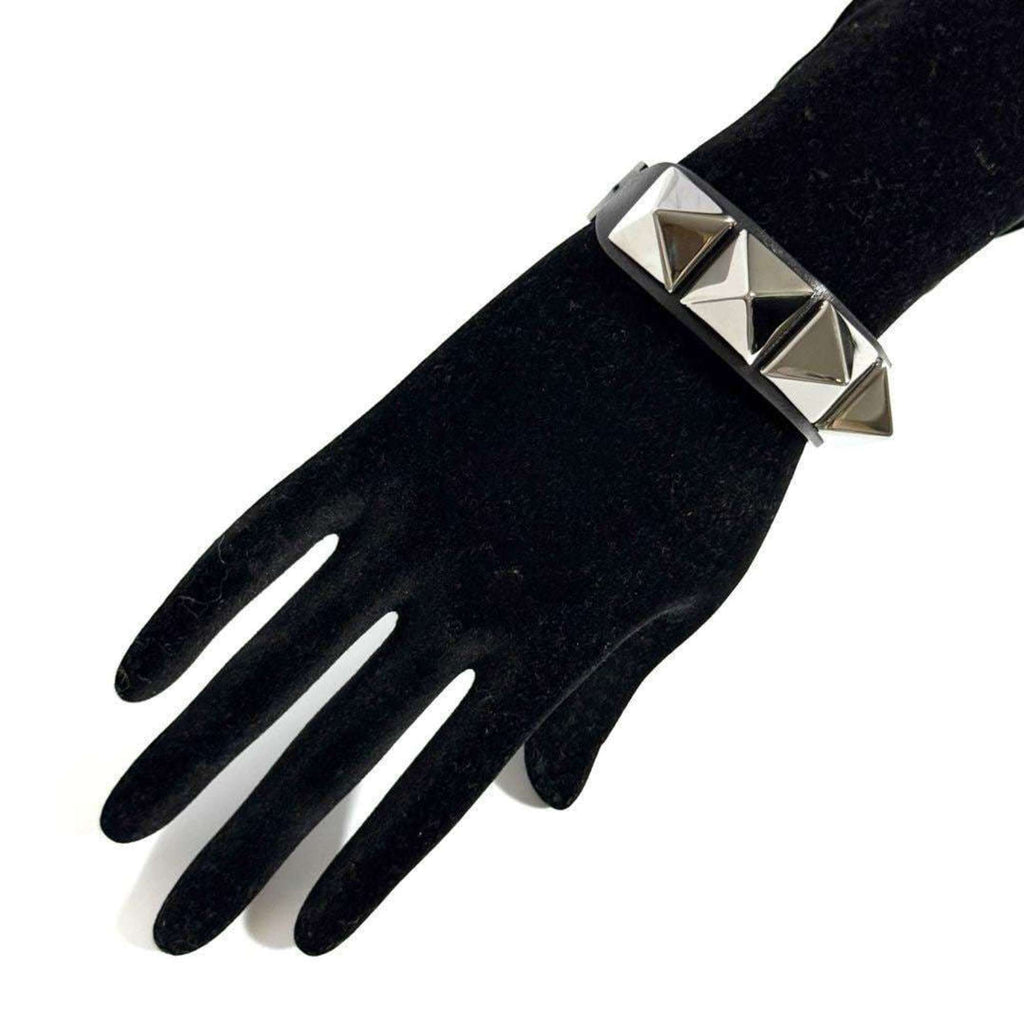Rockstud Bracelet Leather and Metal Black