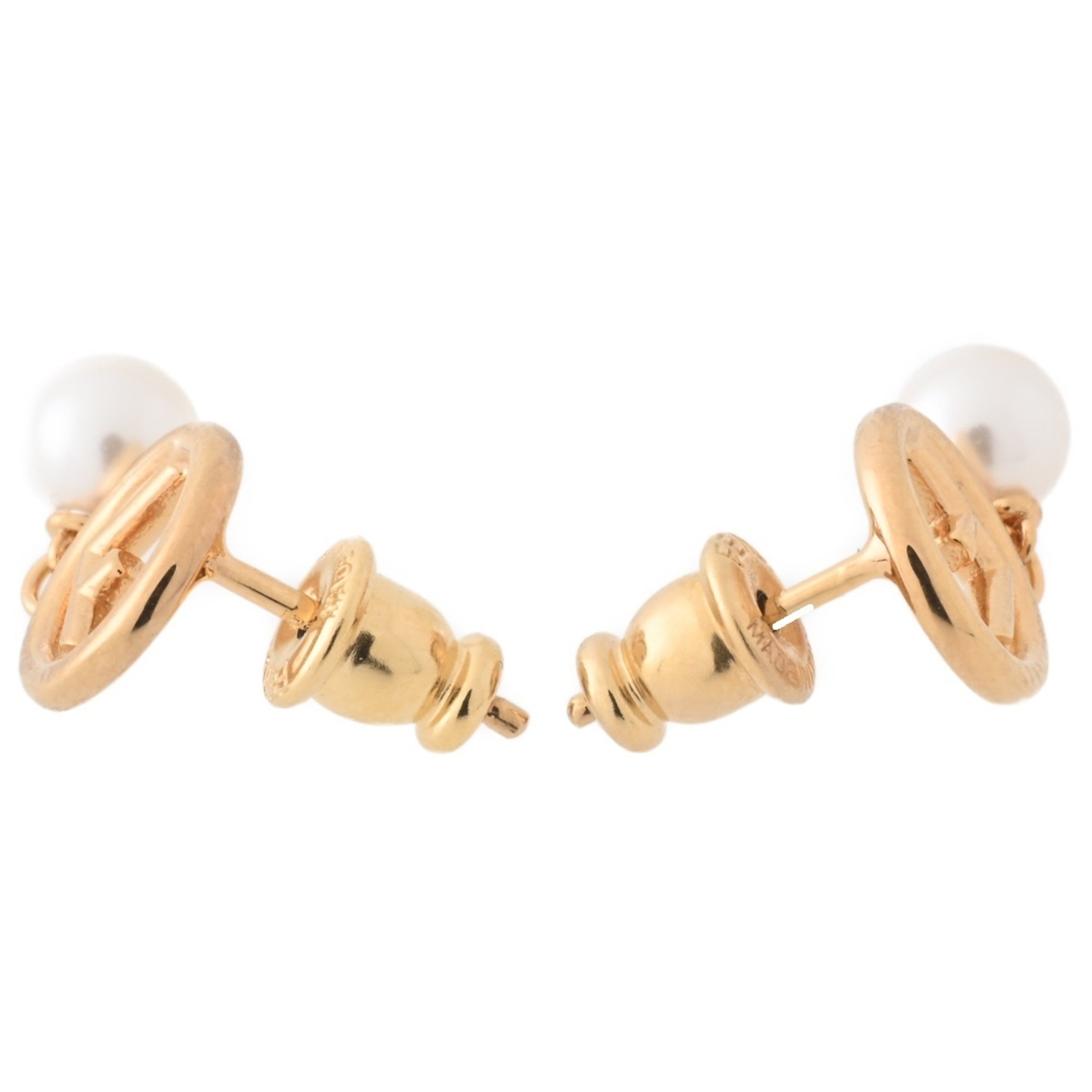 Earrings Pearl Gold-Tone Metal