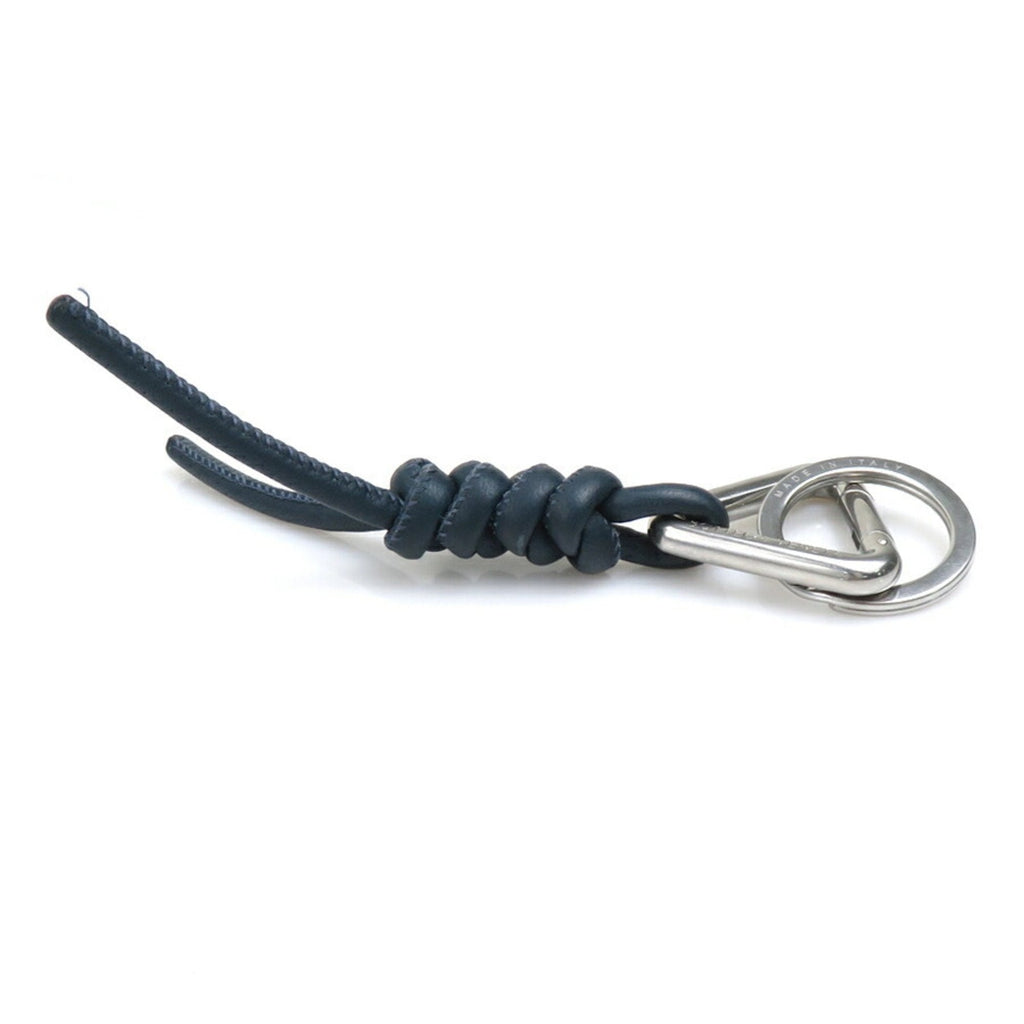 Keyring Charm Leather and Metal Navy Ring