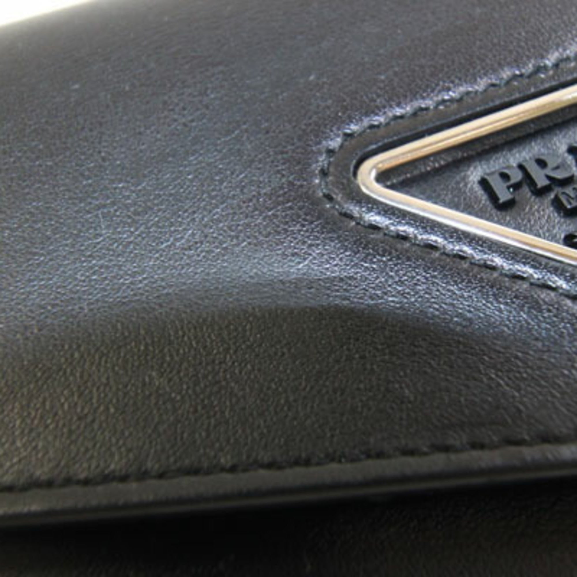 Triangle Logo Envelope Chain Crossbody Bag Leather