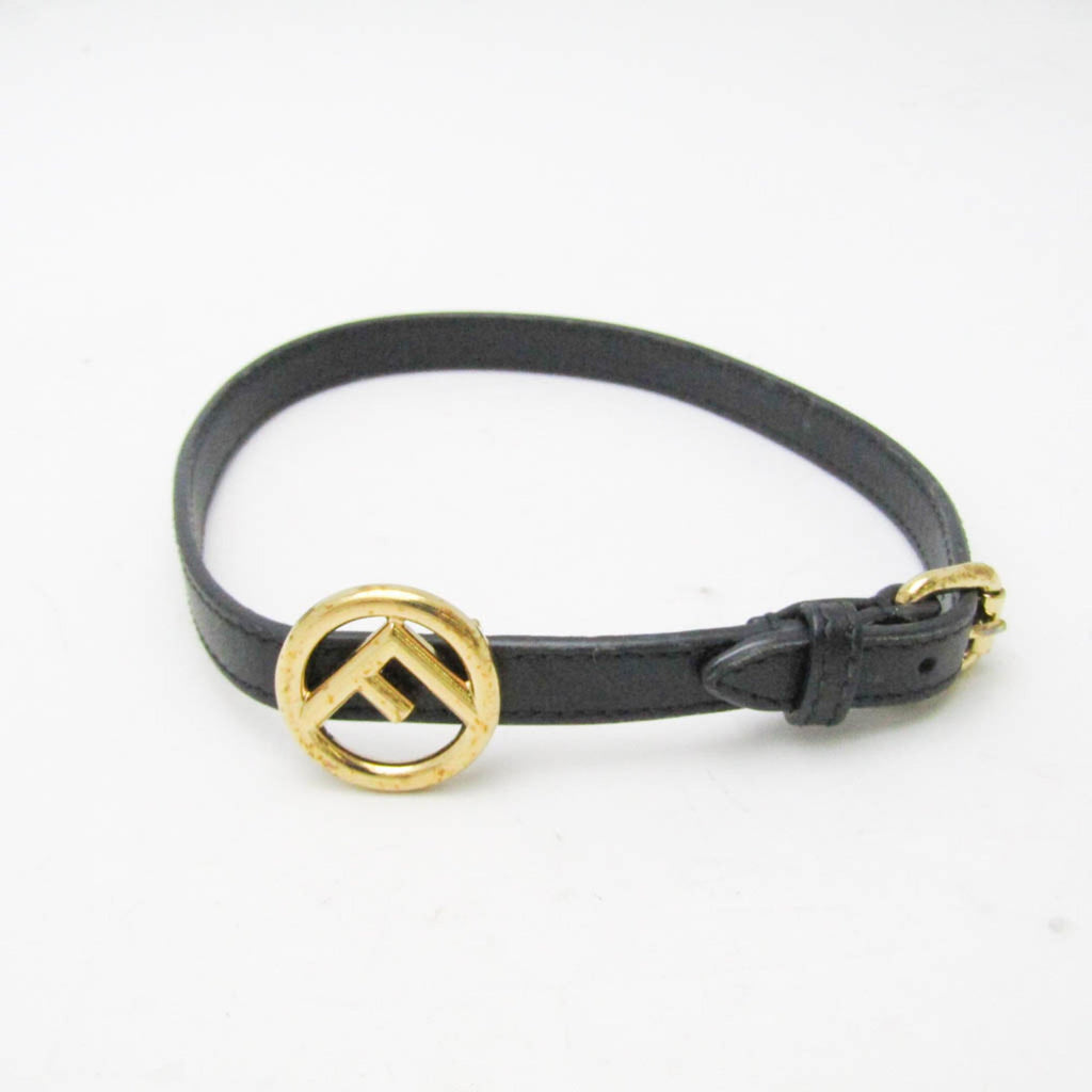 Bracelet Leather and Metal Black and Gold