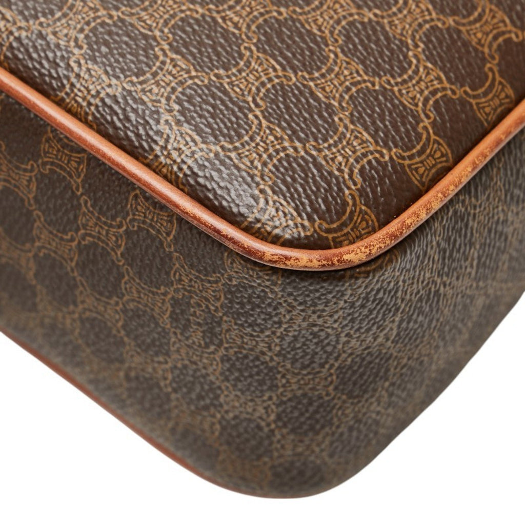Vintage Saddle Flap Shoulder Bag Macadam Coated Canvas Small