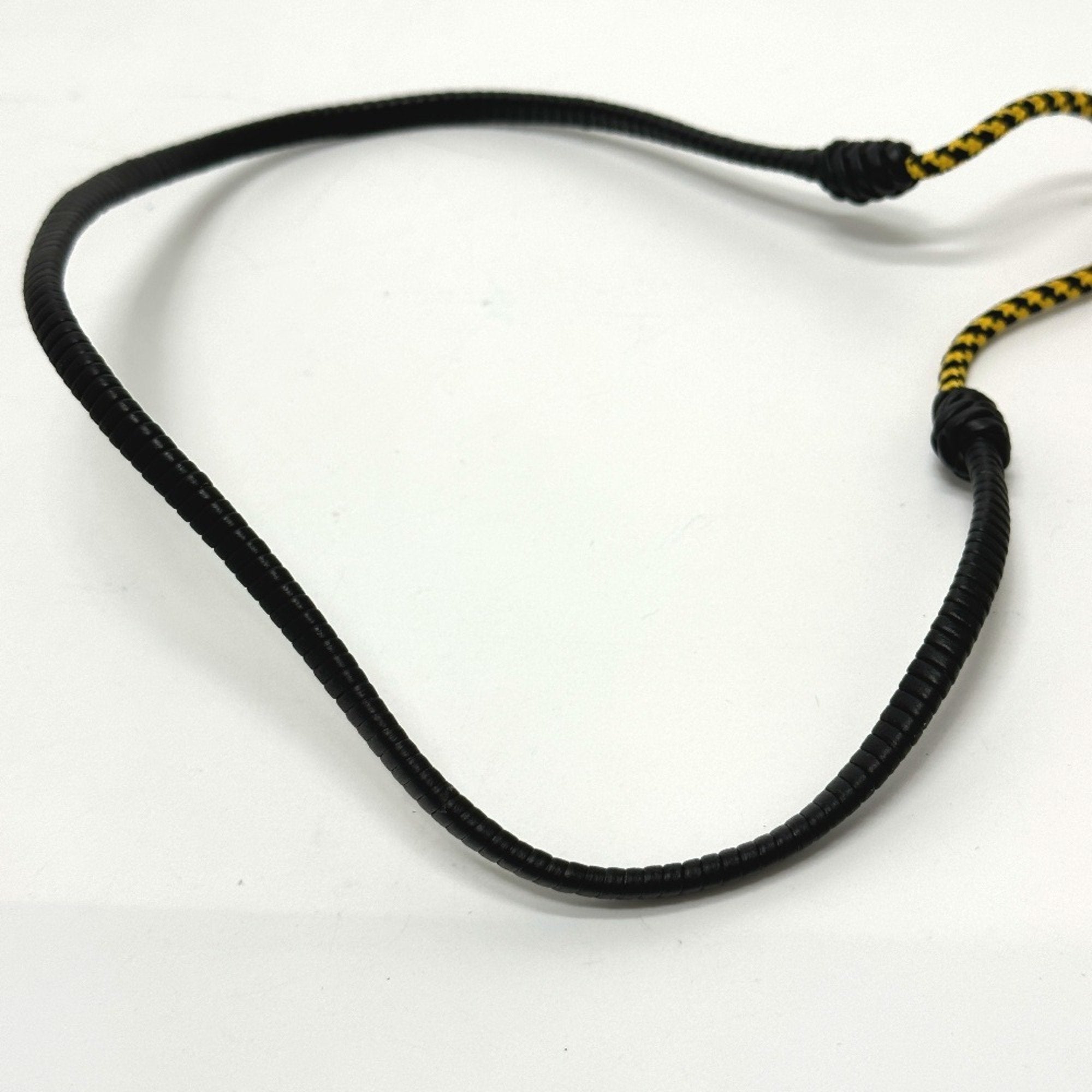 Choker Necklace Leather Black Orange Yellow