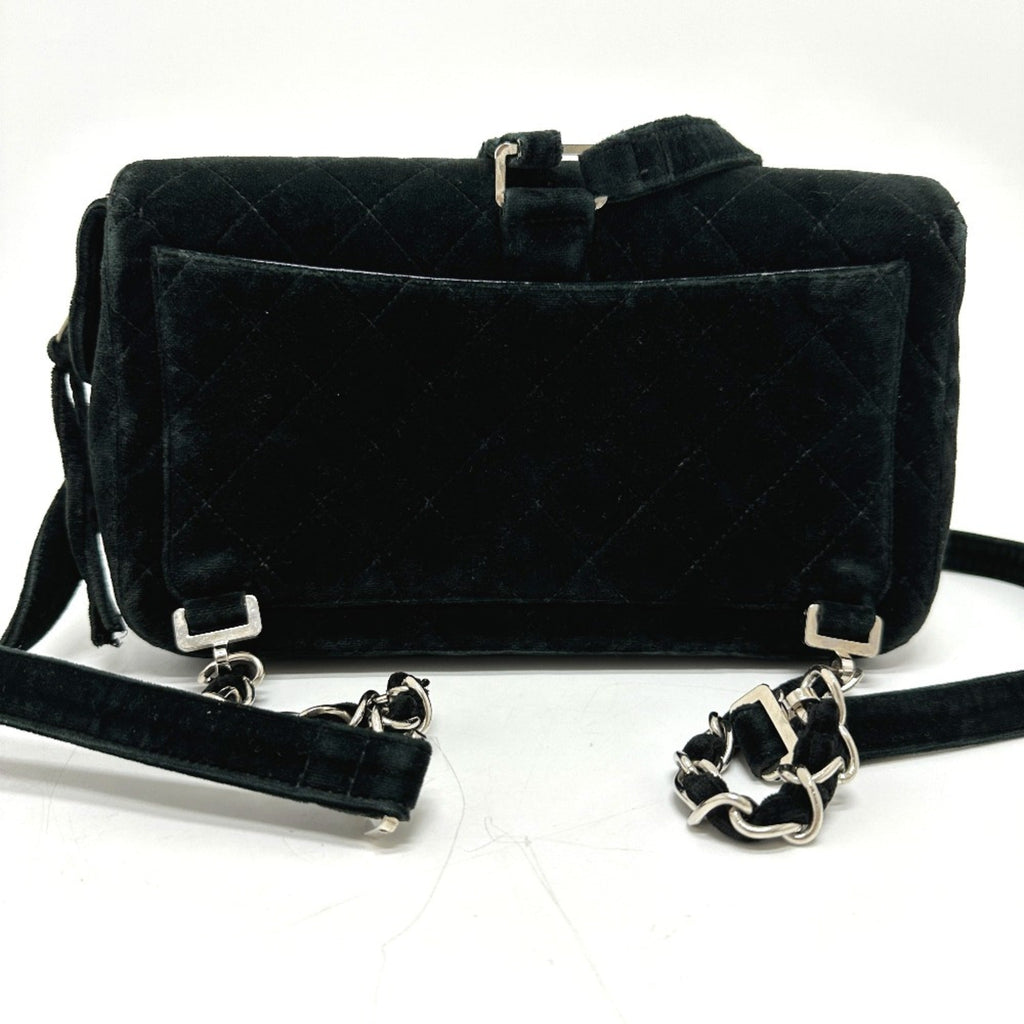 Vintage Classic Flap Backpack Quilted Velvet Medium