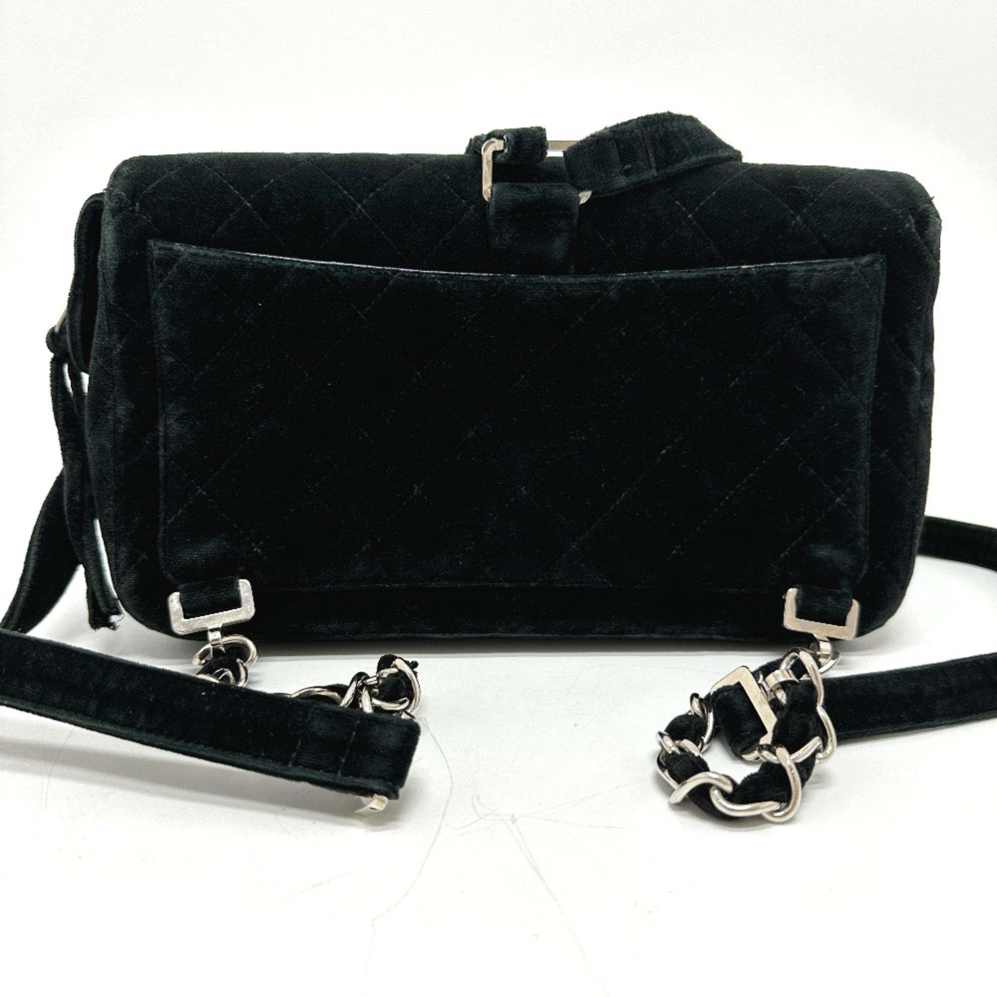 Vintage Classic Flap Backpack Quilted Velvet Medium