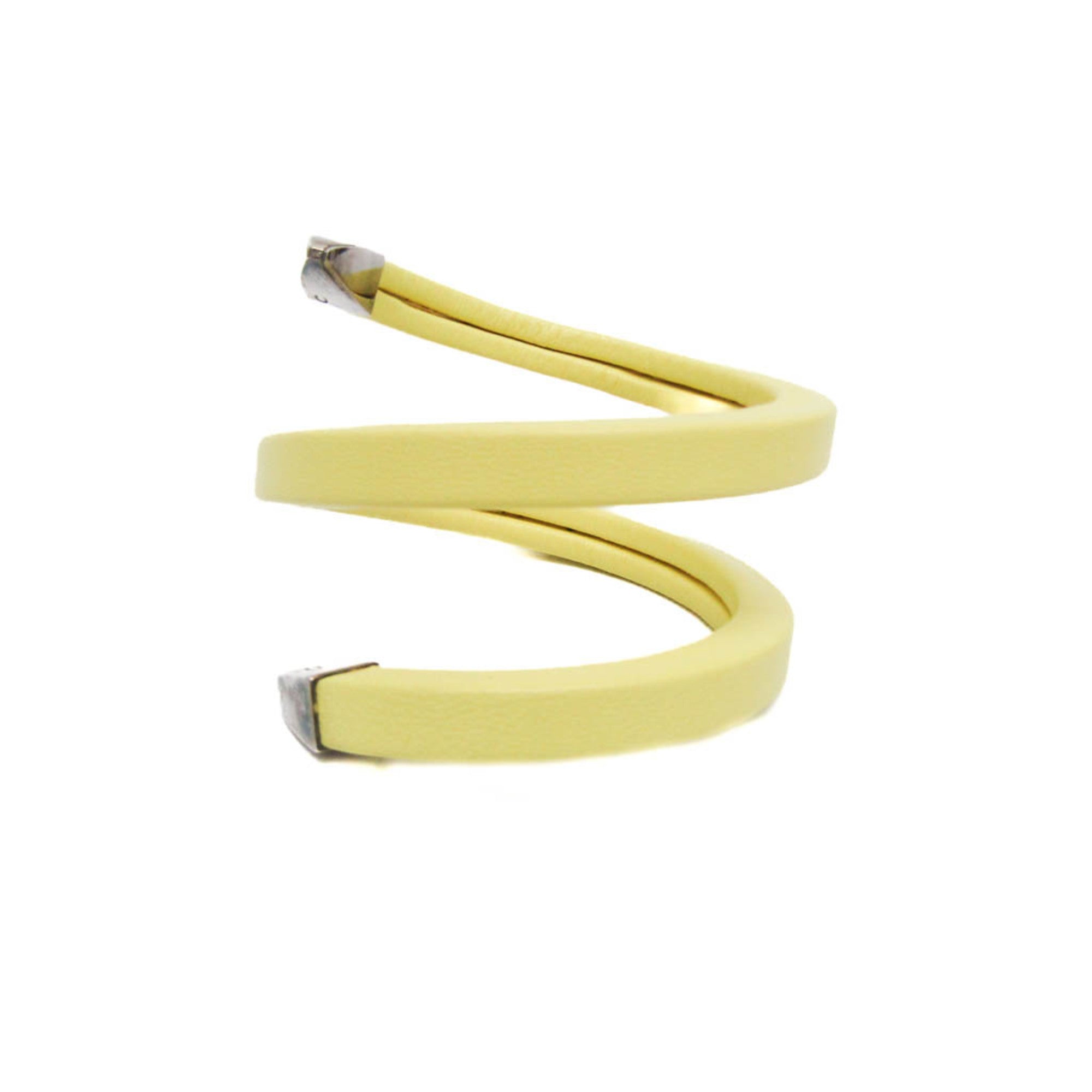 Wrap Bracelet Leather and Sterling Silver Yellow