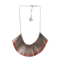 Tassel Pendant Necklace Metal Silver and Red