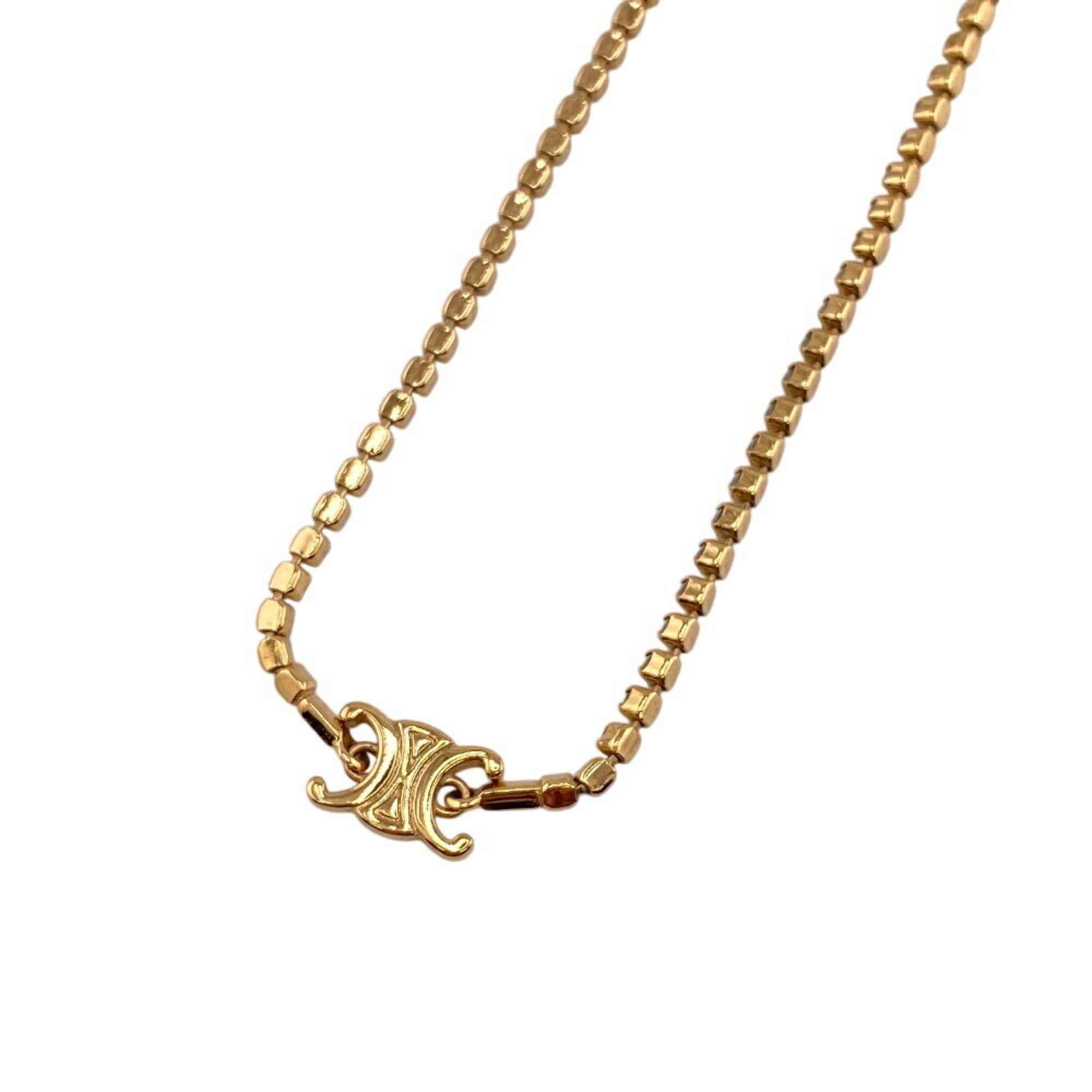 Sparkle Triomphe Pendant Necklace Metal and Rhinestone Gold