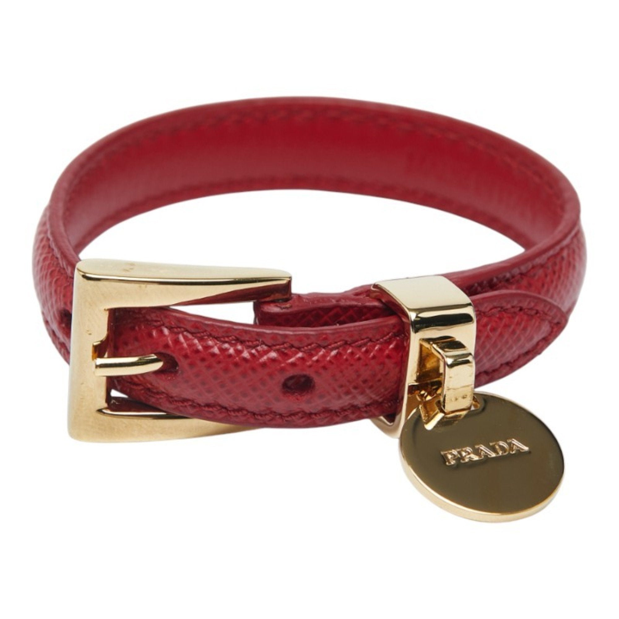 Bracelet Leather Red and Gold