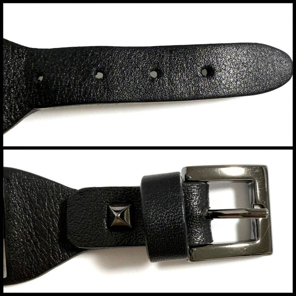 Rockstud Bracelet Leather and Metal Black