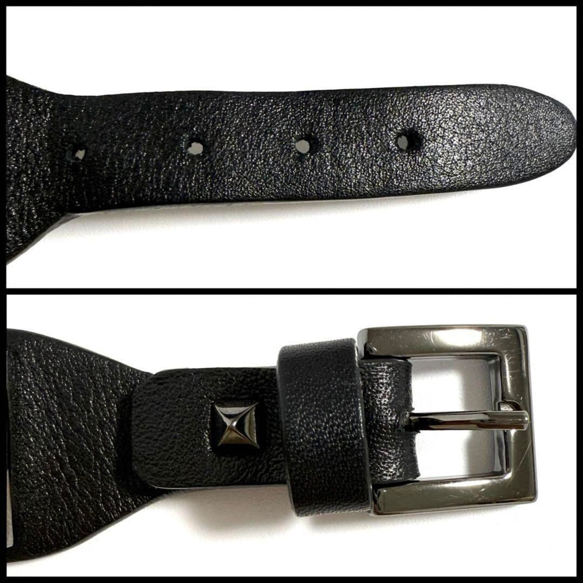 Rockstud Bracelet Leather and Metal Black