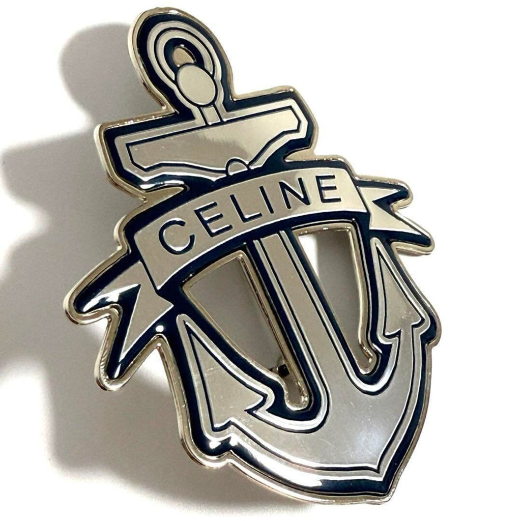 Anchor Badge Brooch Metal Blue and Silver