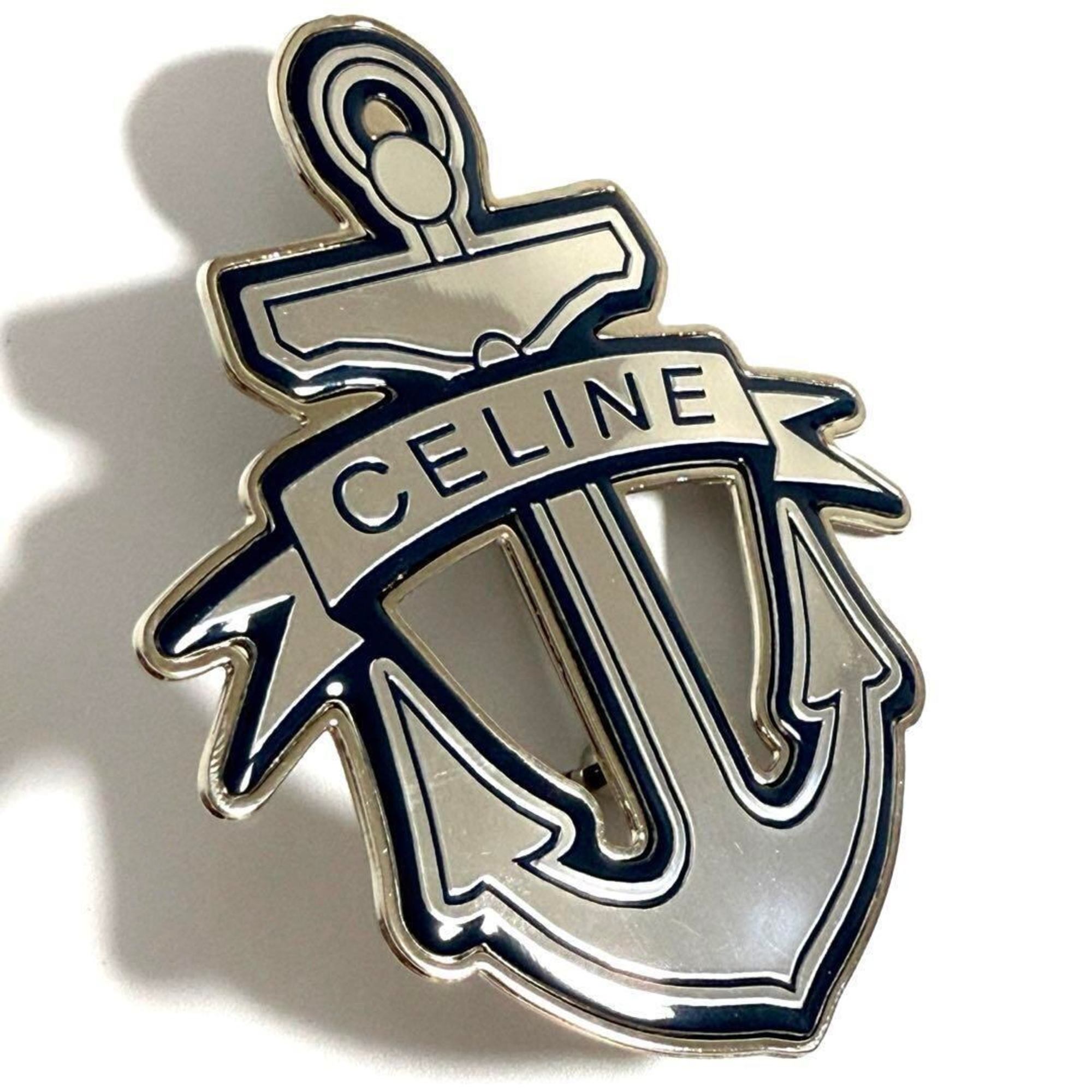 Anchor Badge Brooch Metal Blue and Silver