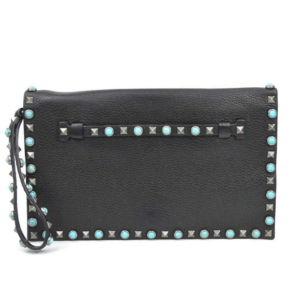 Rolling Rockstud Flap Clutch Leather with Cabochons Medium