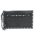 Rolling Rockstud Flap Clutch Leather with Cabochons Medium