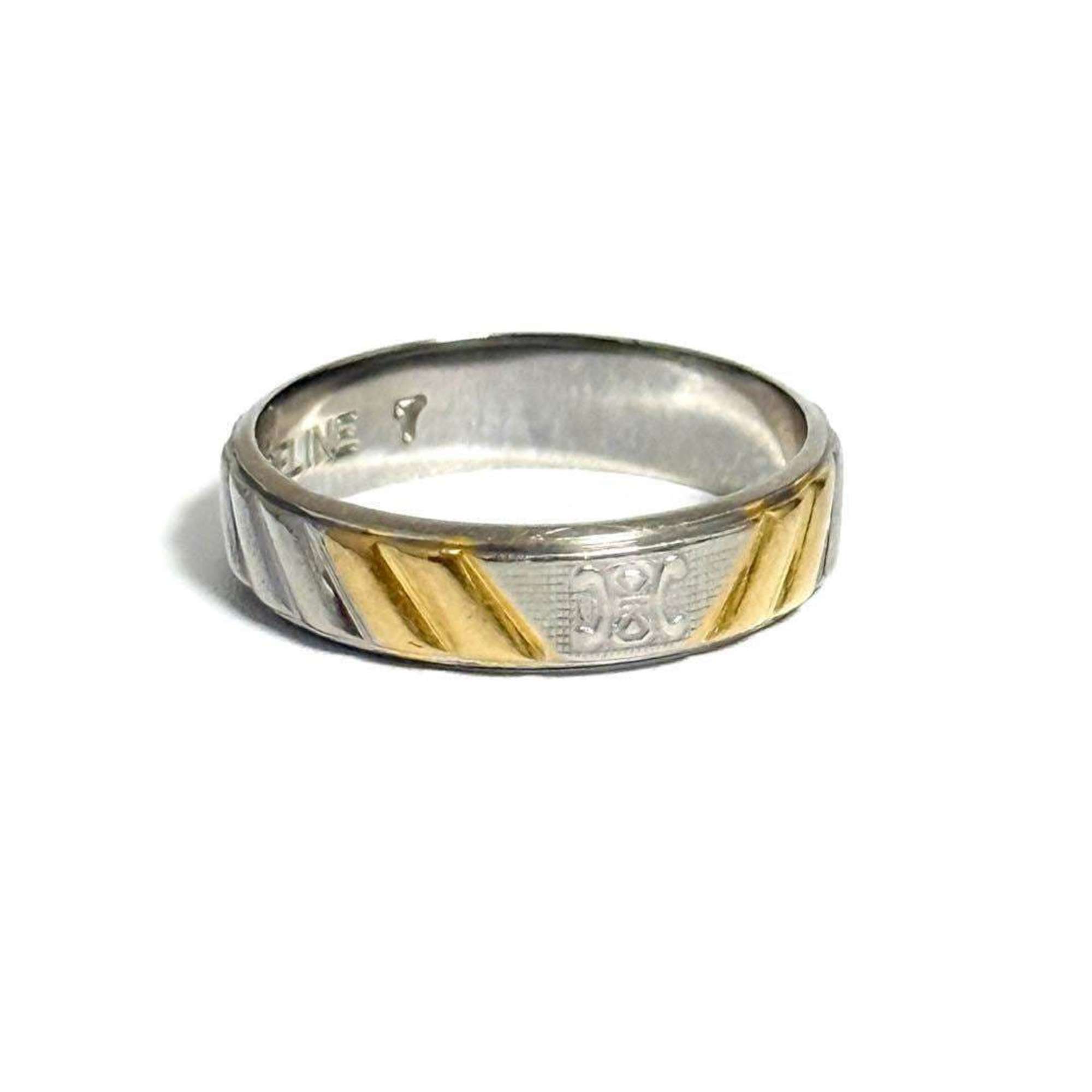 Triomphe Band Ring Platinum and 18K Yellow Gold