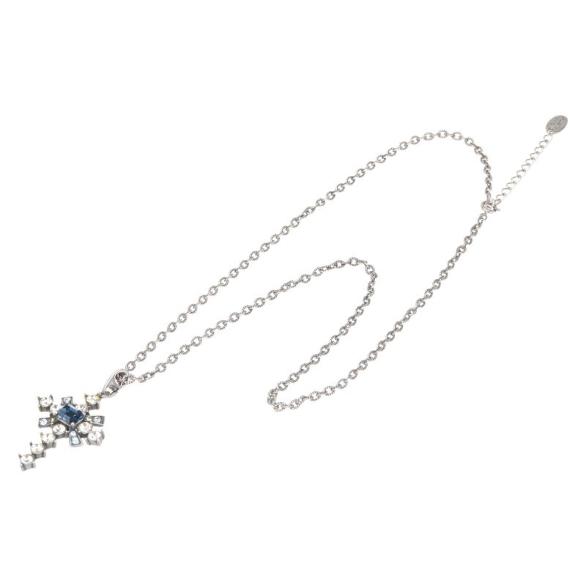 Cross Motif Pendant Necklace Silver Multi-Color Metal