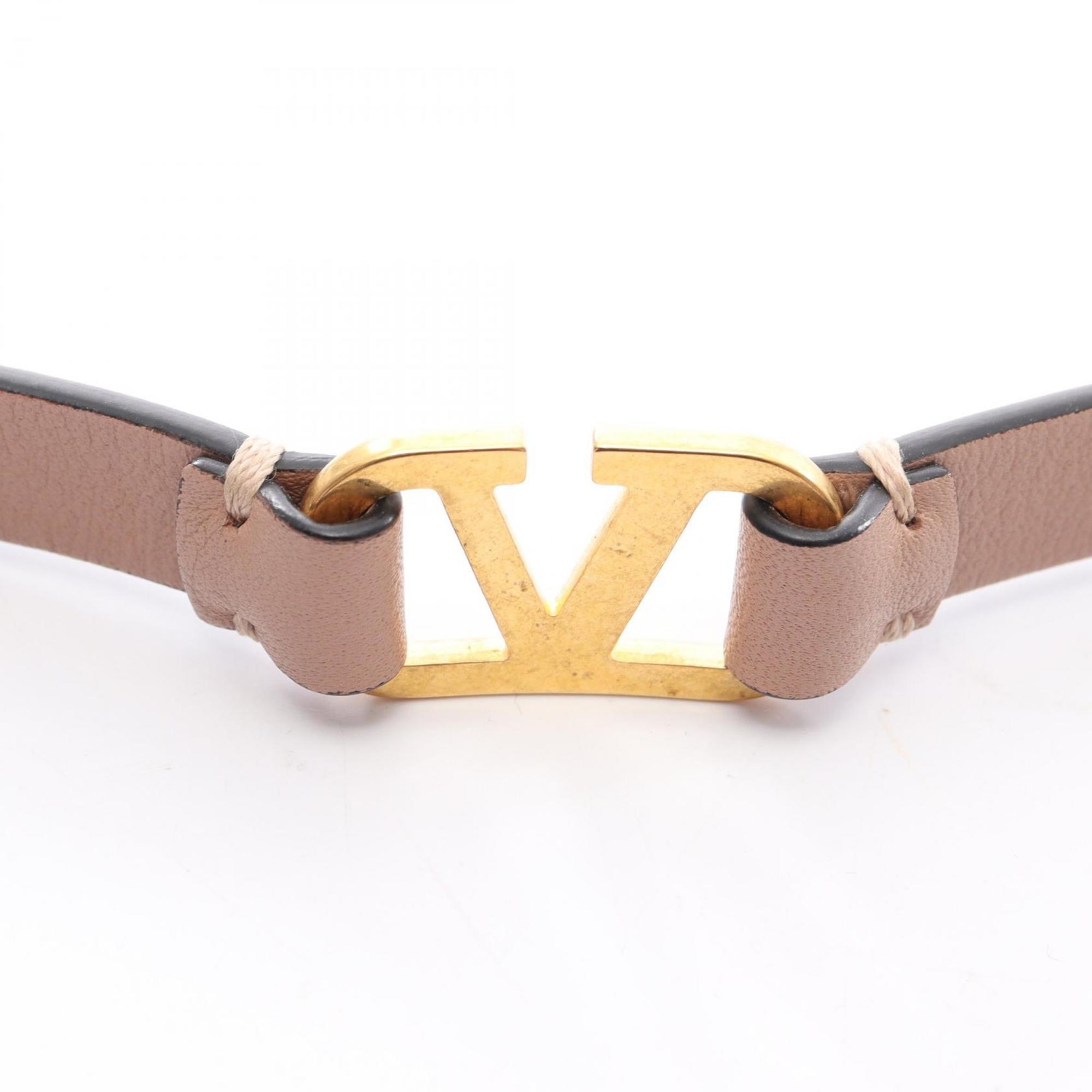V Bracelet Gold and Leather