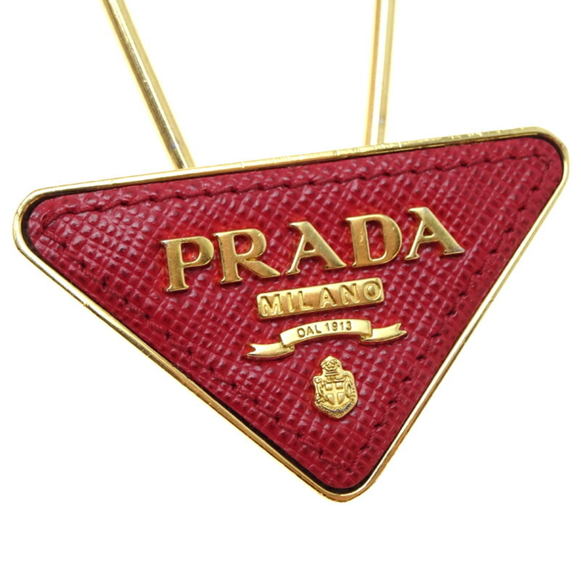 Triangle Charm Leather and Metal Red Handbag Charm
