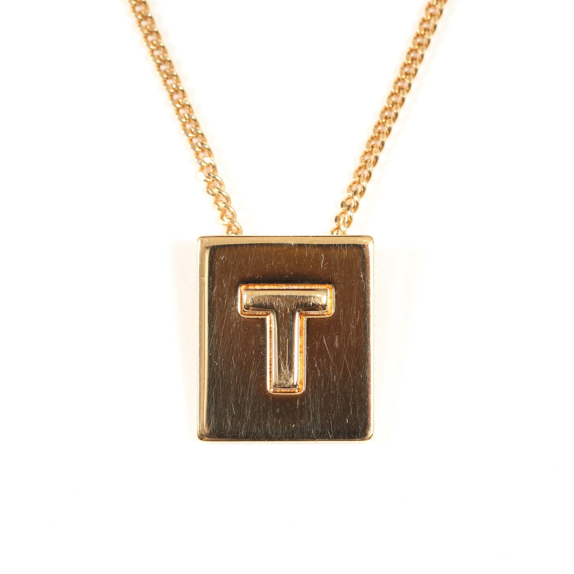 Alphabet T Pendant Necklace Gold