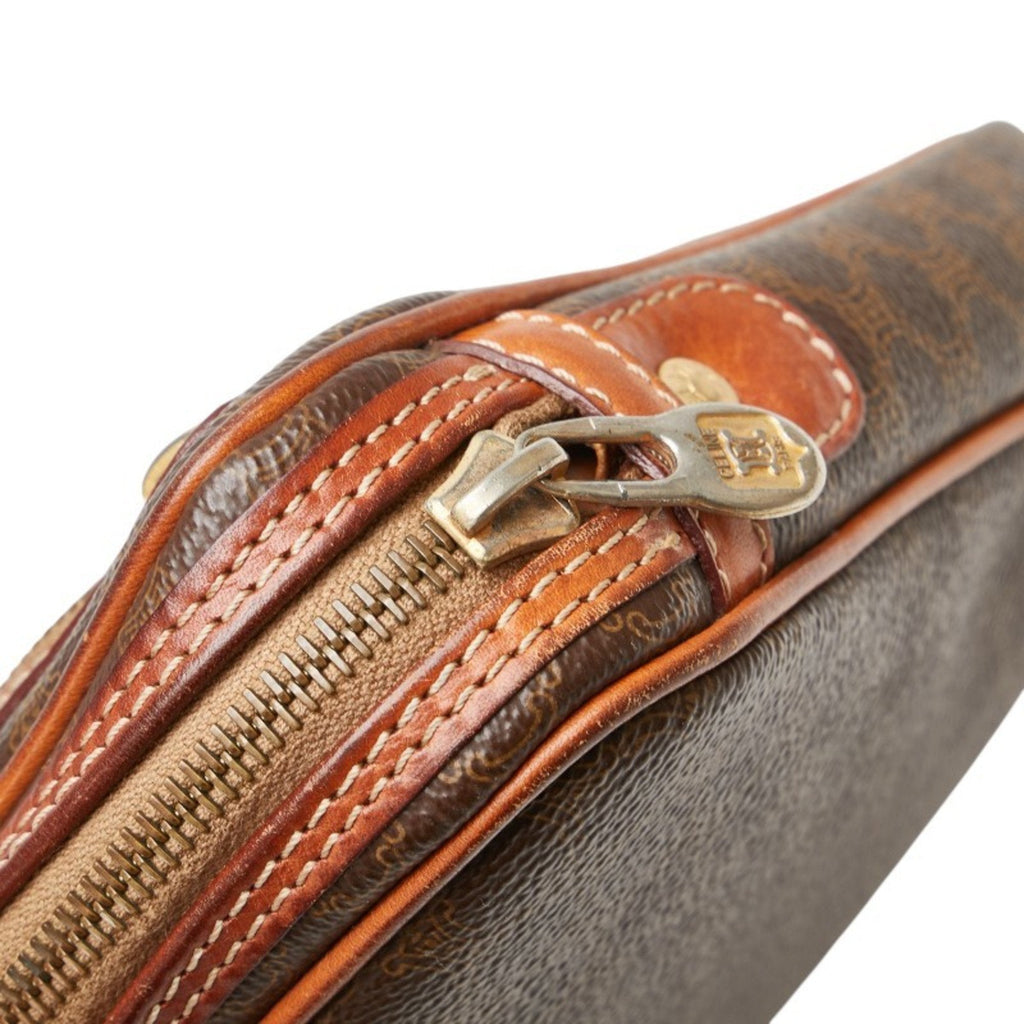 Vintage Saddle Flap Shoulder Bag Macadam Coated Canvas Small