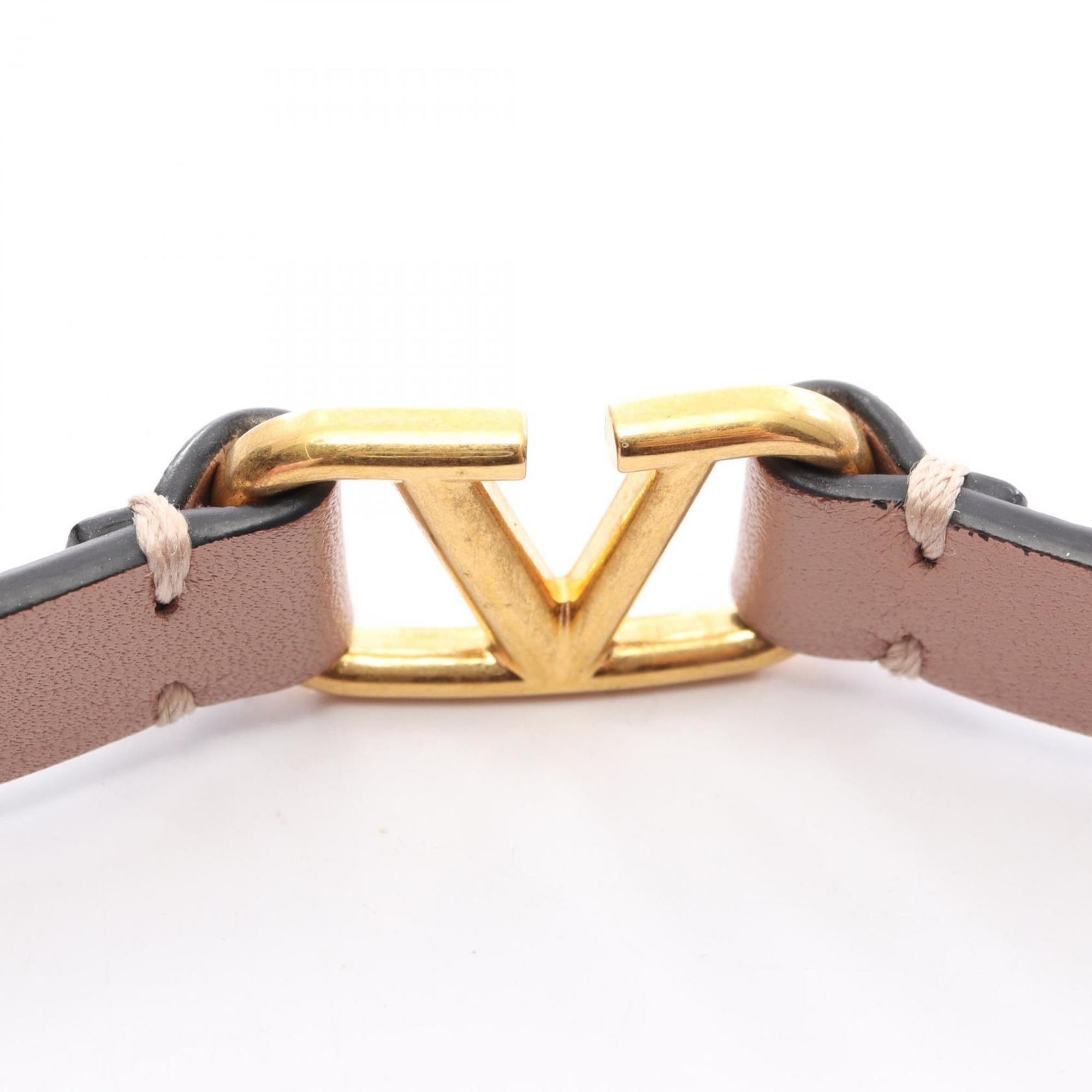 V Bracelet Gold and Leather