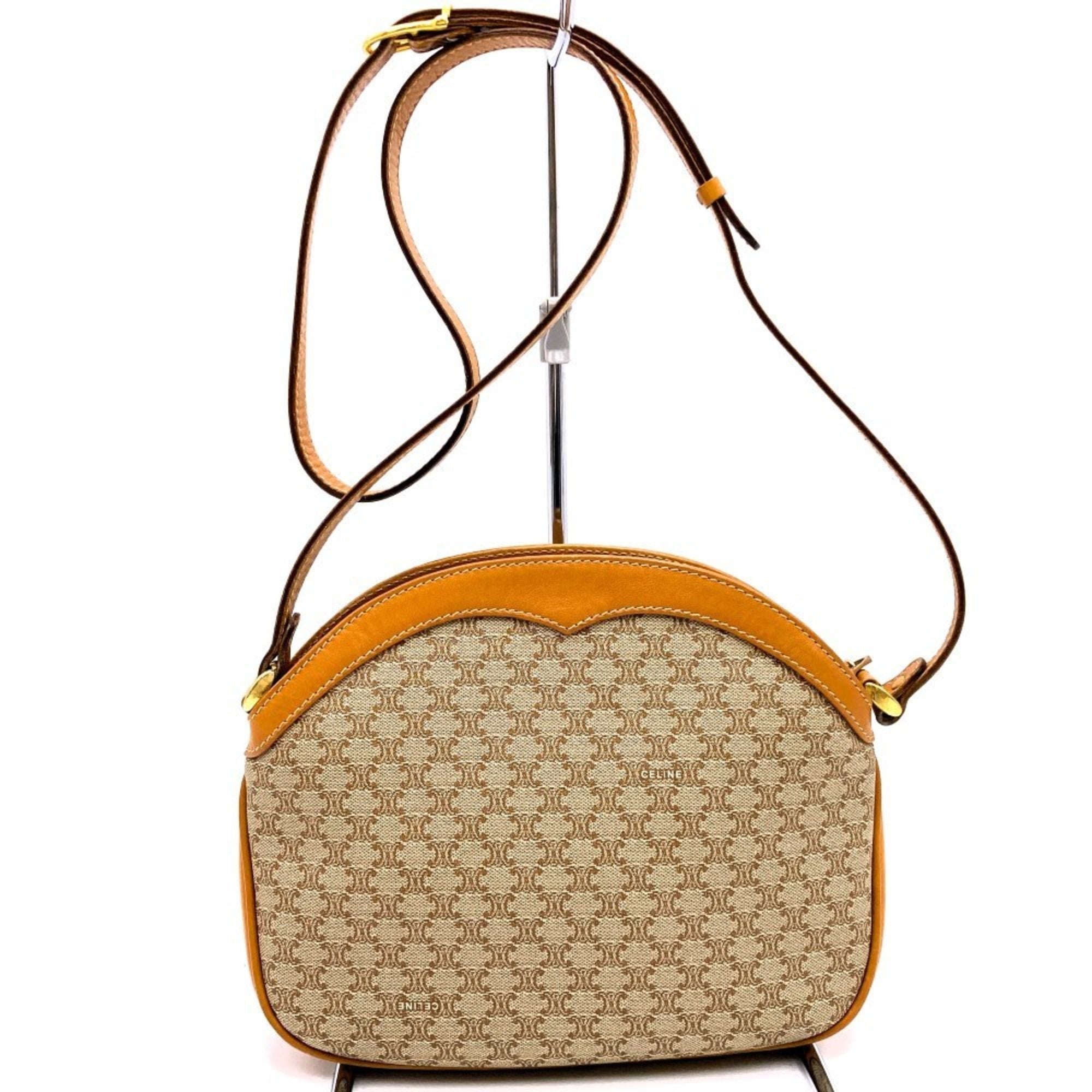 Vintage Saddle Flap Shoulder Bag Macadam Coated Canvas Small