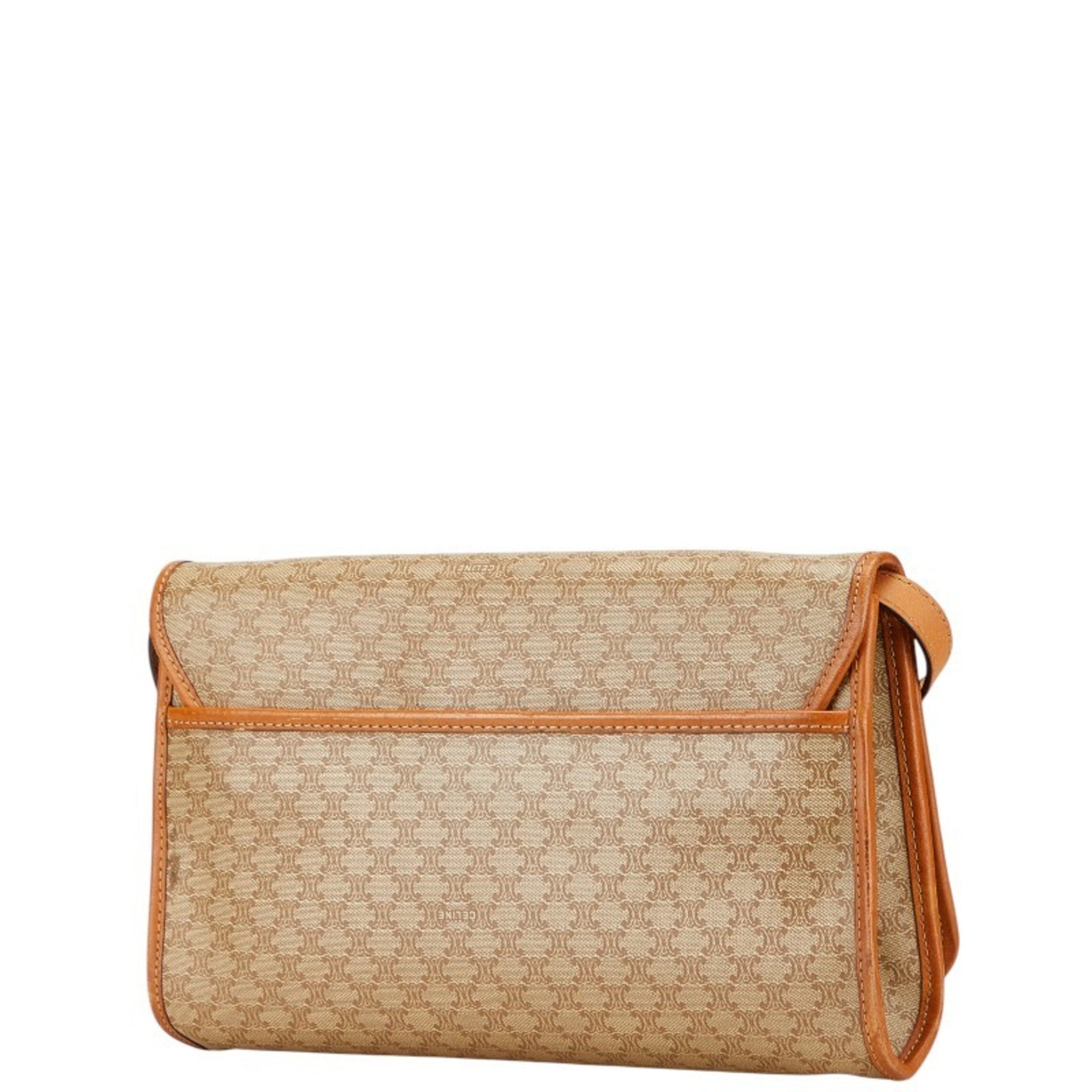 Vintage Saddle Flap Shoulder Bag Macadam Coated Canvas Small