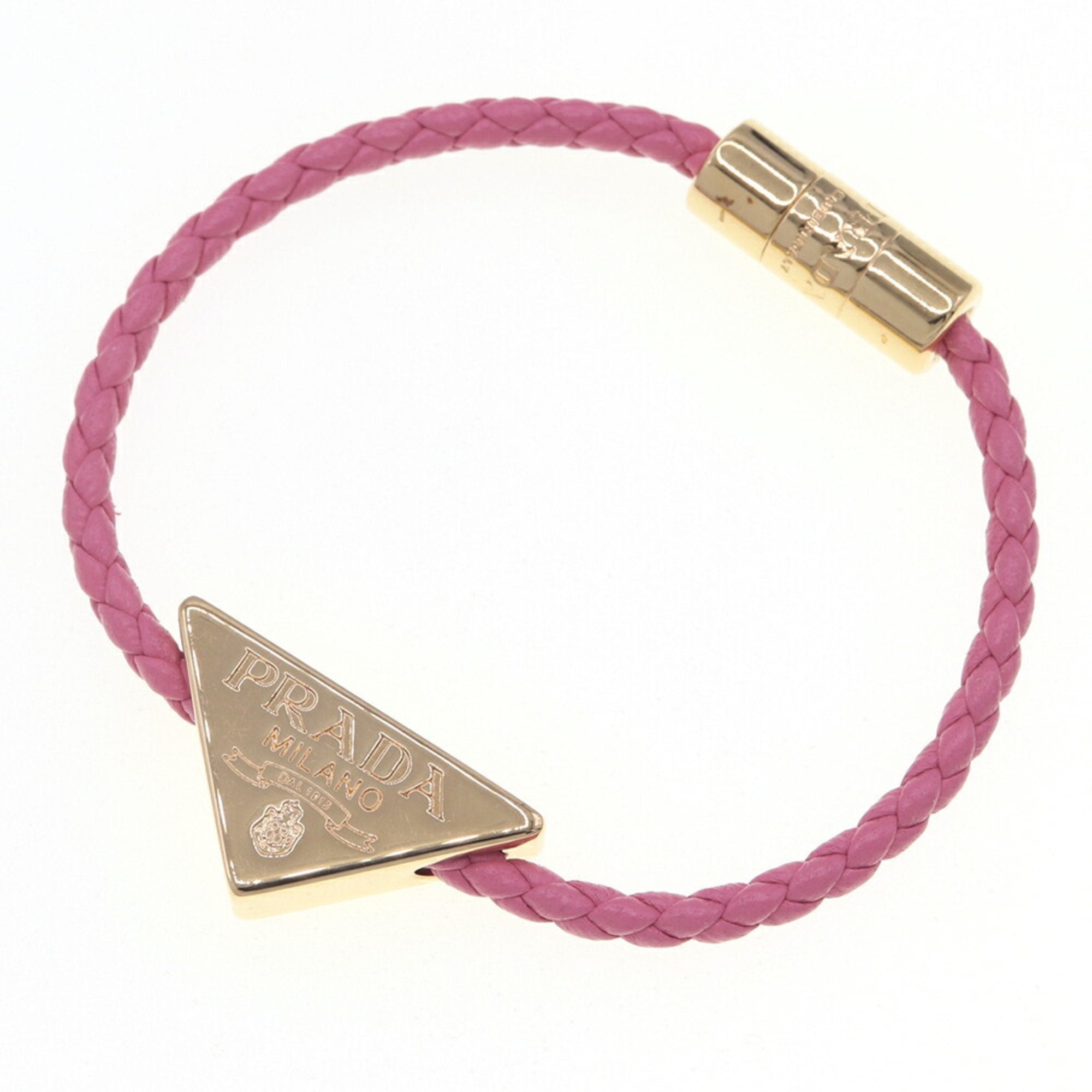 Bracelet Leather and Metal Triangle Gold Pink