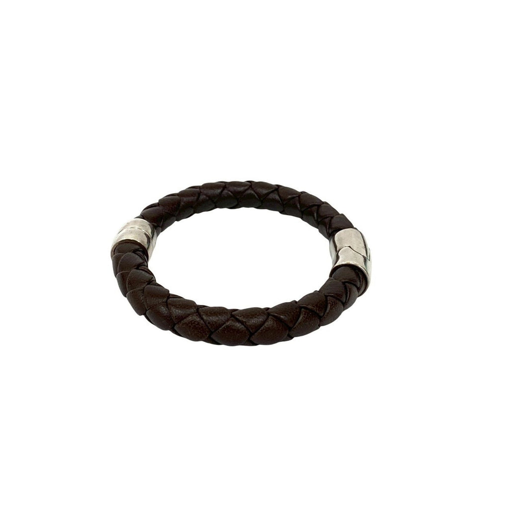 Intrecciato Bracelet Leather and Sterling Silver