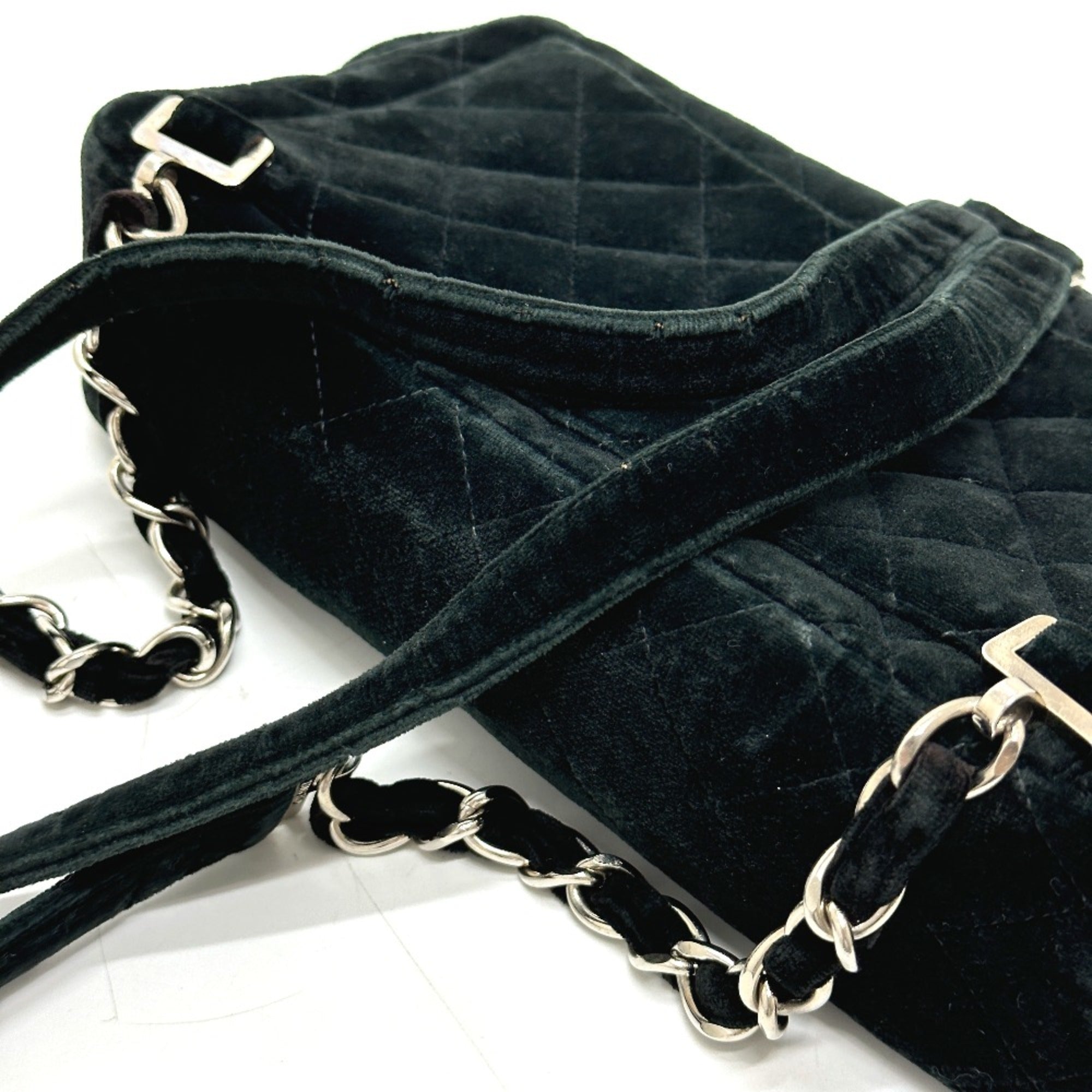 Vintage Classic Flap Backpack Quilted Velvet Medium