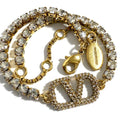 V Signature Bracelet Metal and Rhinestone