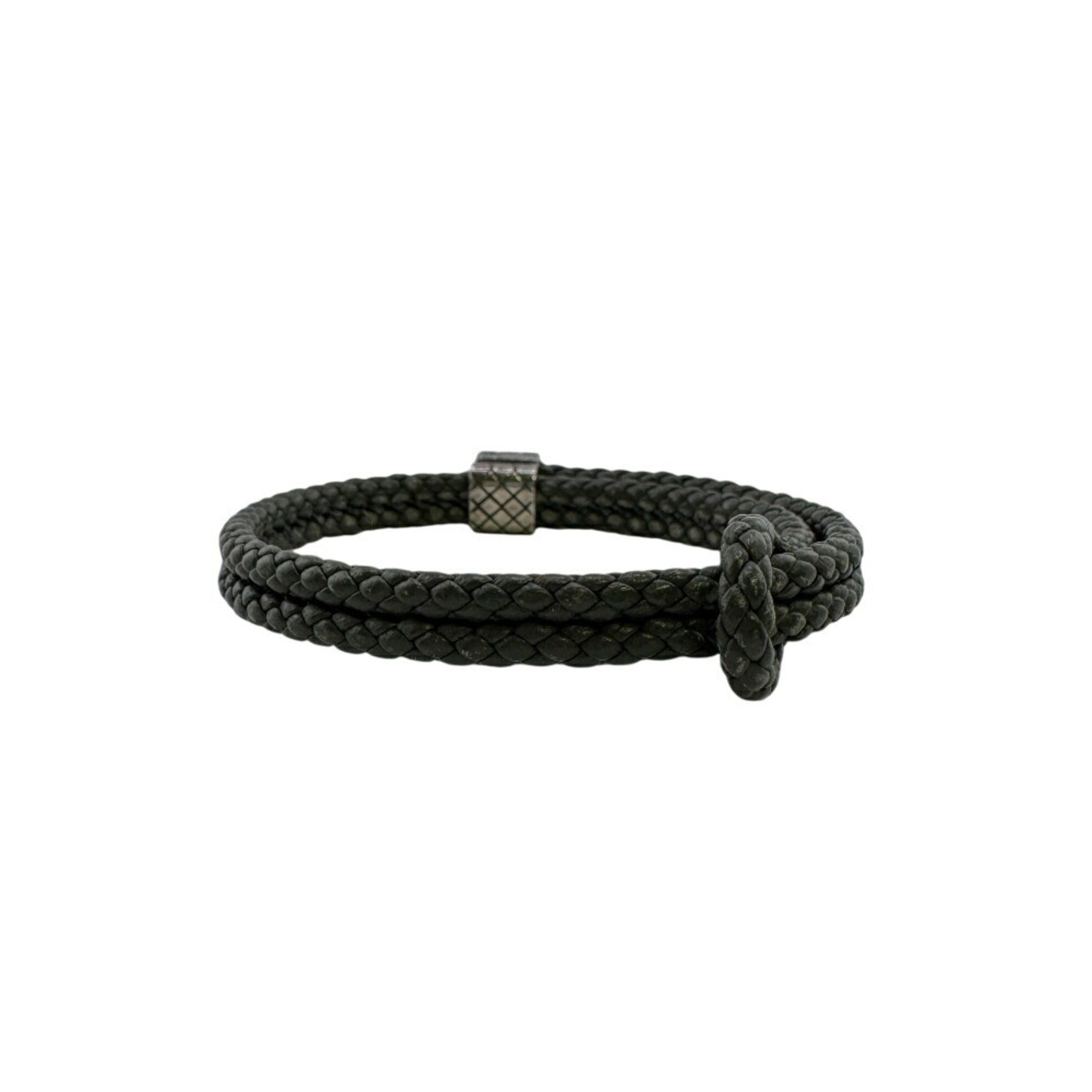 Intrecciato Bangle Leather Gray Bracelet