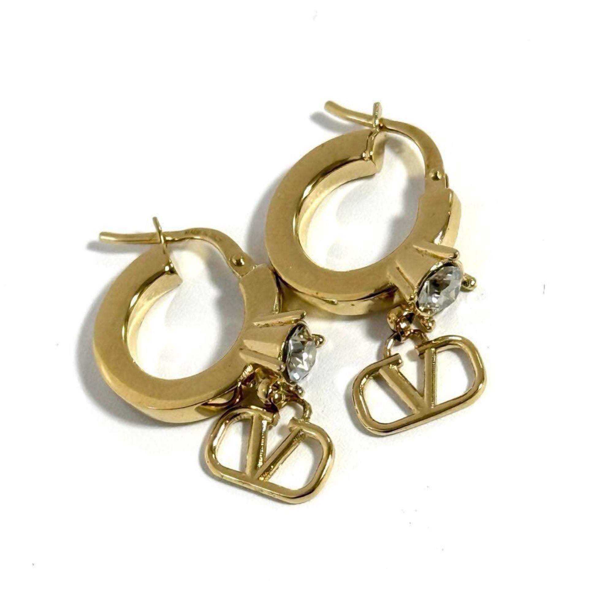 Logo Earrings Metal and Rhinestone