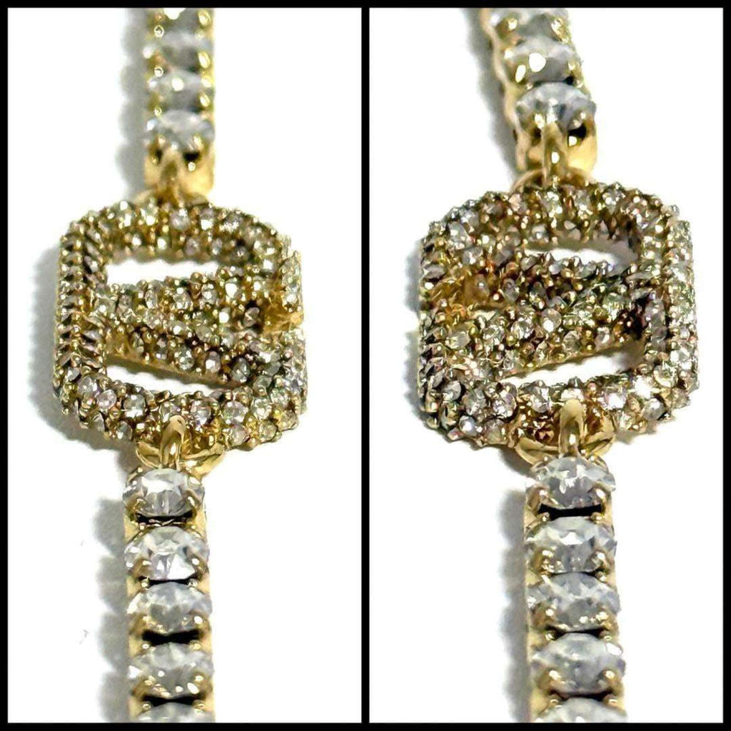 V Signature Bracelet Metal and Rhinestone