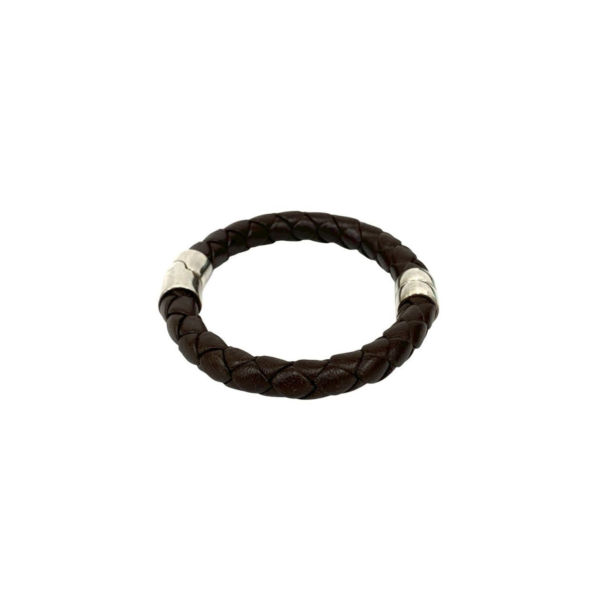 Intrecciato Bracelet Leather and Sterling Silver