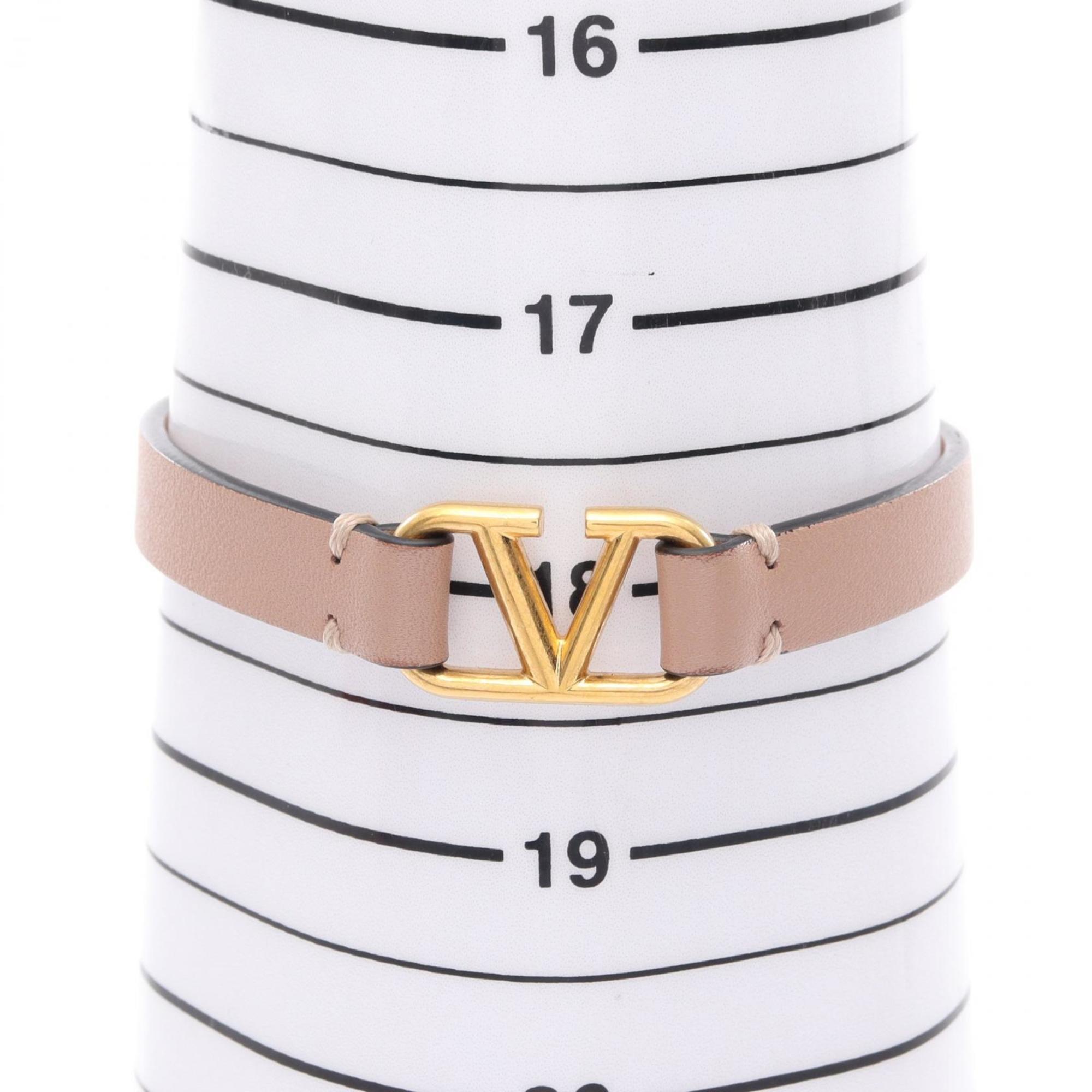 V Bracelet Gold and Leather