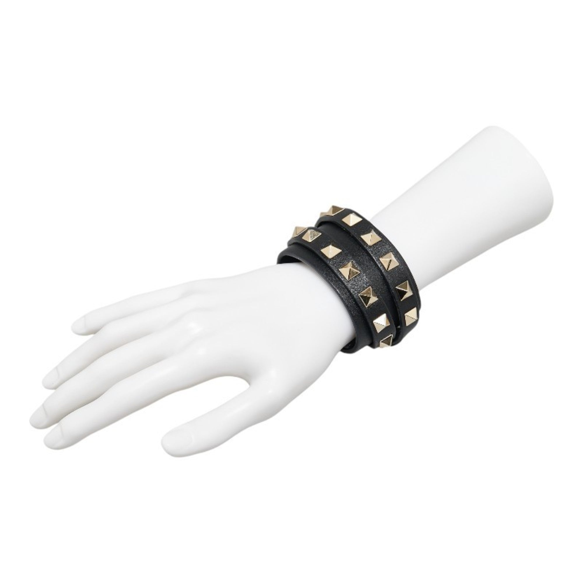 Rockstud Bracelet Leather Black
