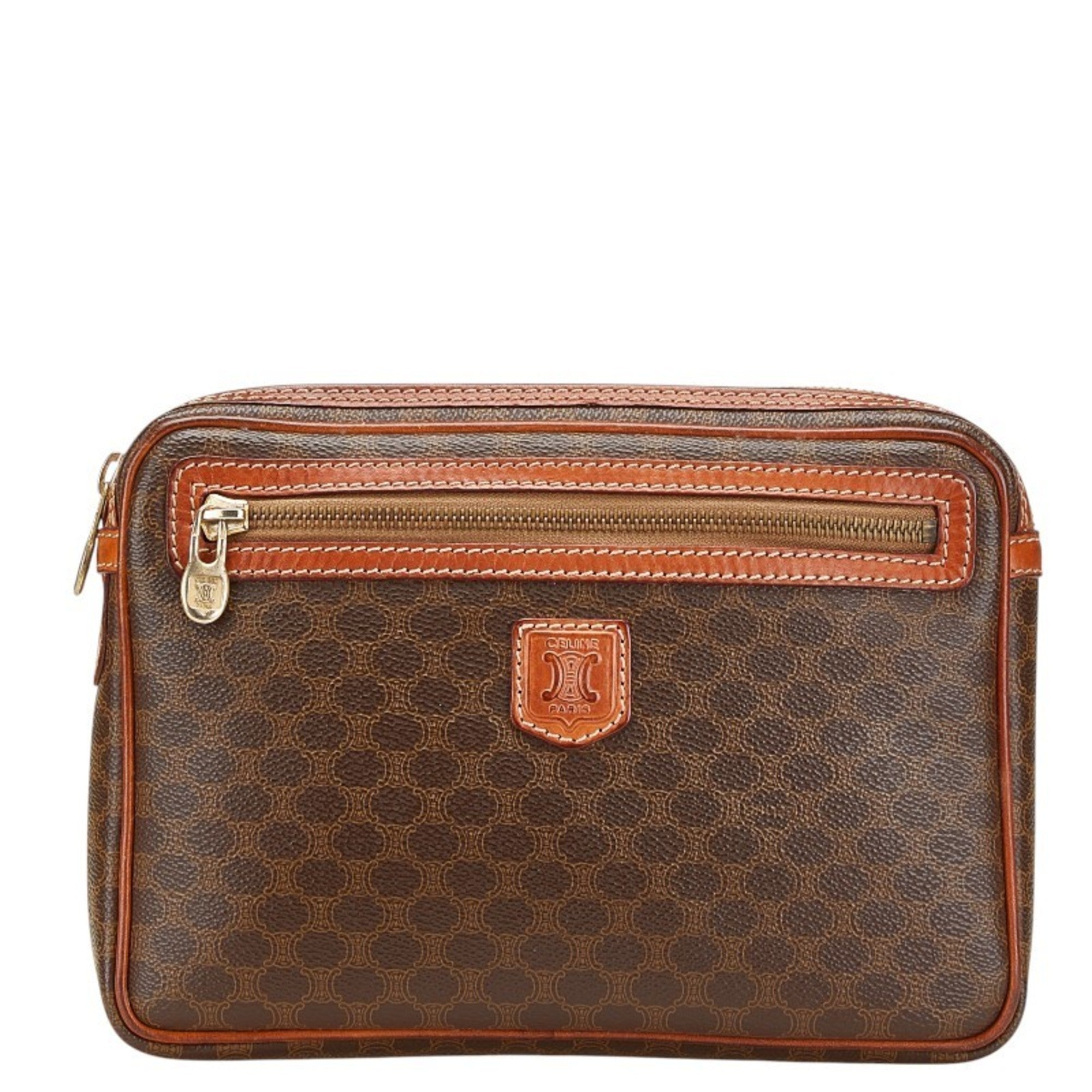 Vintage Saddle Flap Shoulder Bag Macadam Coated Canvas Small