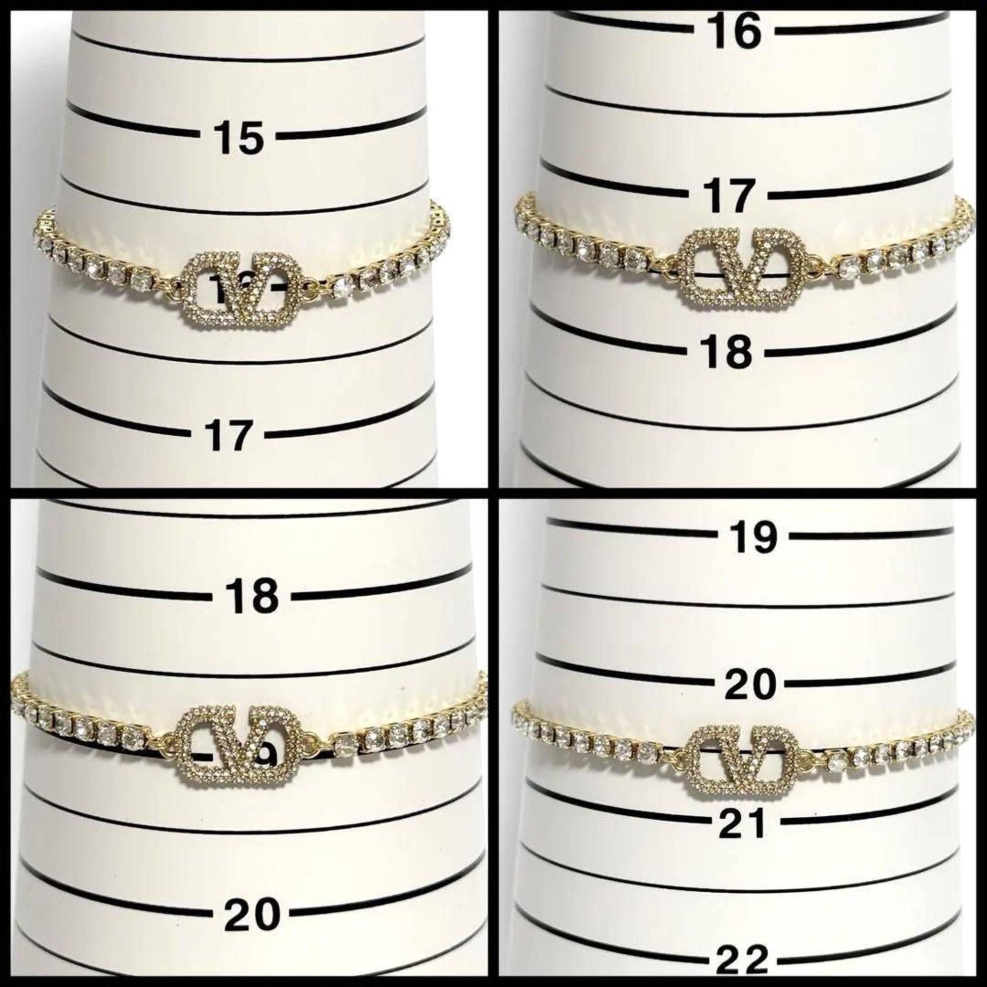 V Signature Bracelet Metal and Rhinestone