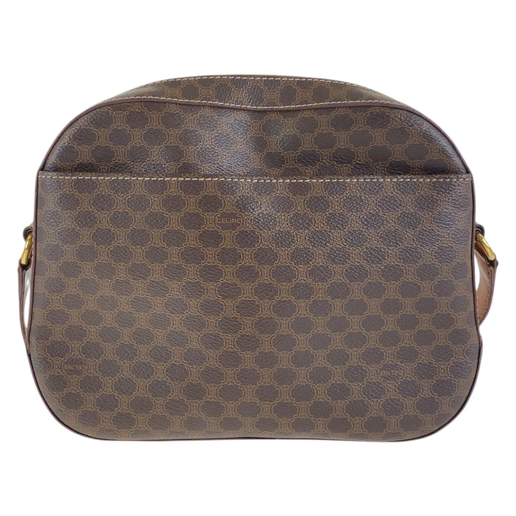 Vintage Saddle Flap Shoulder Bag Macadam Coated Canvas Small